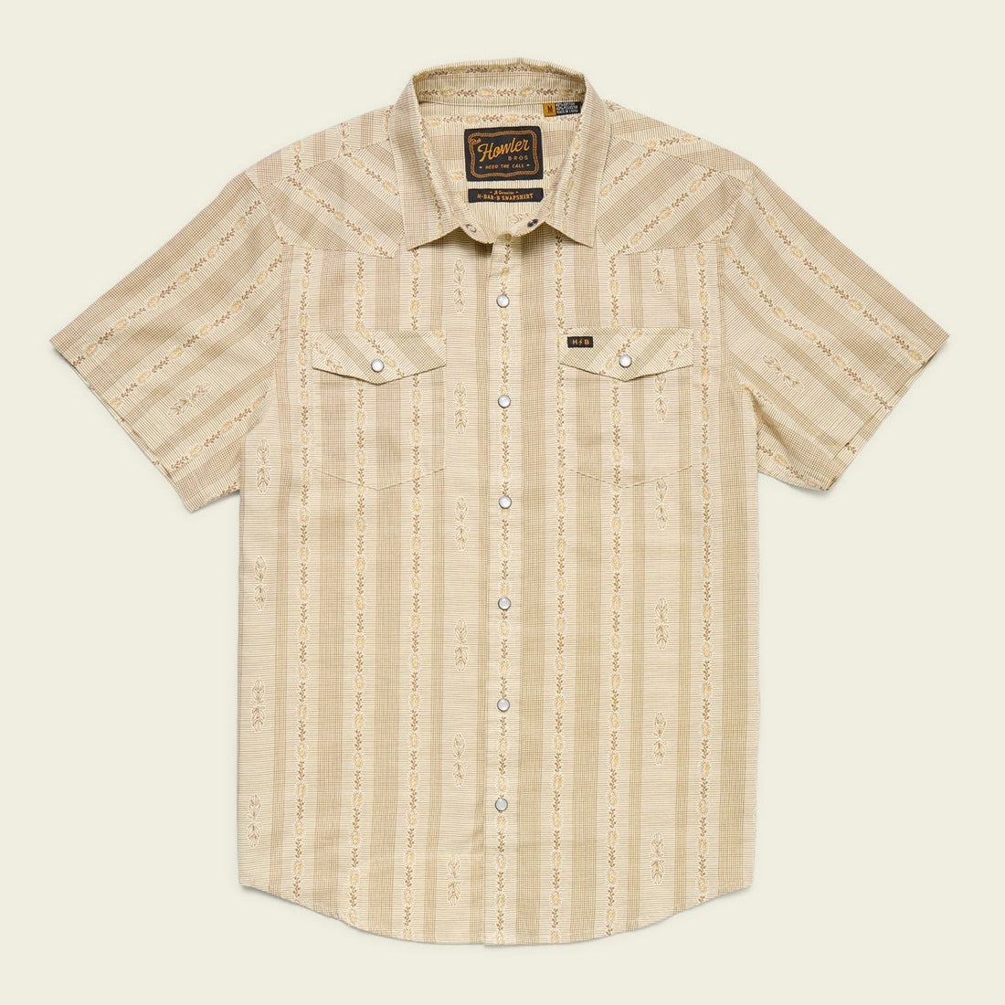 Roper's Clothing Pearl Snap Western Shirt in Prairie Garland: Dust, front view
