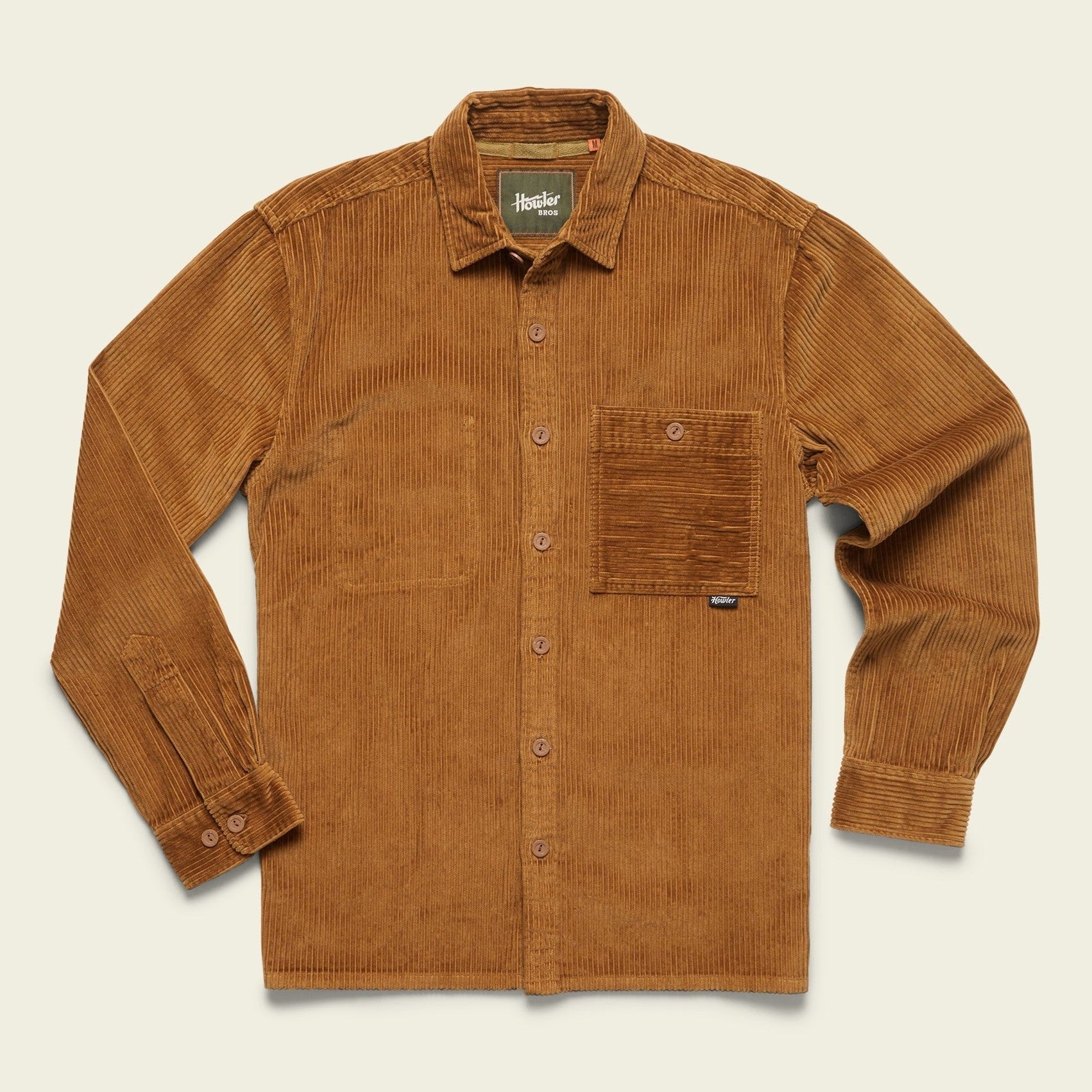 Roper's Clothing corduroy overshirt in Duck Brown, front view