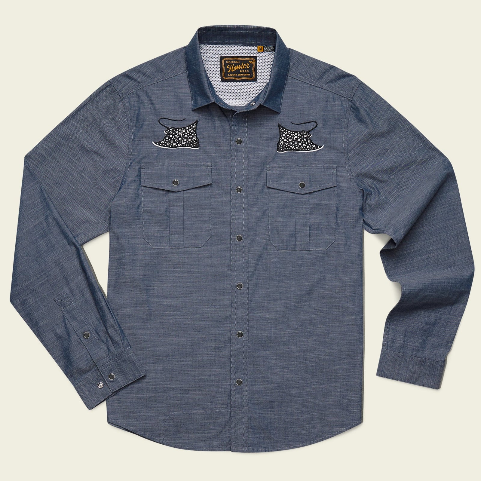 Roper's Clothing Embroidered Western Snap Shirt in Patrolling Rays, front view