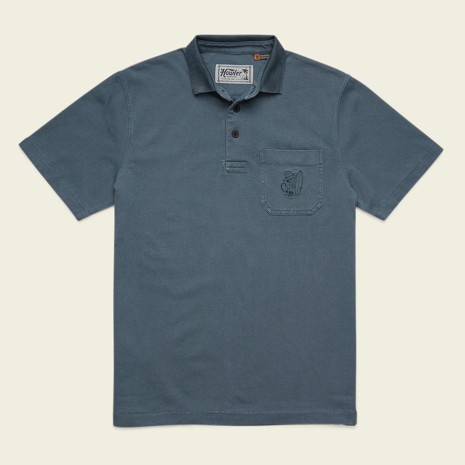 Roper's Clothing Garment-Dyed Polo in Dark Slate, front view