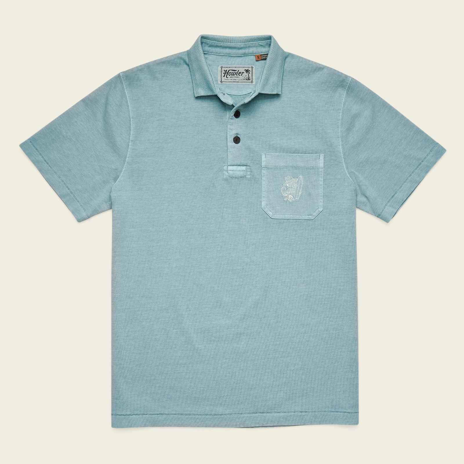 Roper's Clothing Garment-Dyed Polo in Riviera Blue, front view