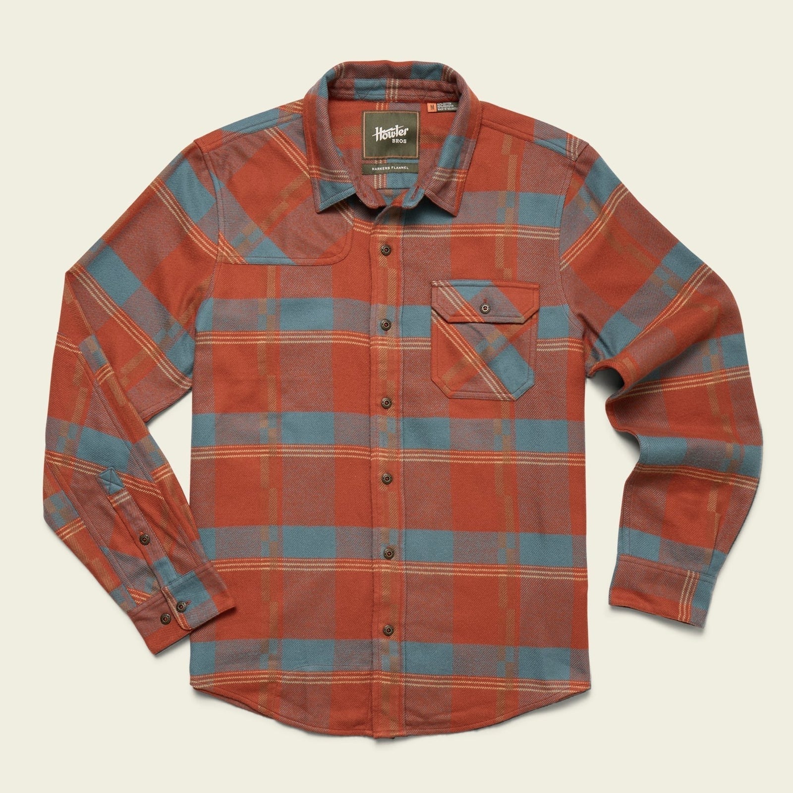 Roper's Clothing Heavyweight Western Flannel in Backdrop Plaid: Terracotta, front view