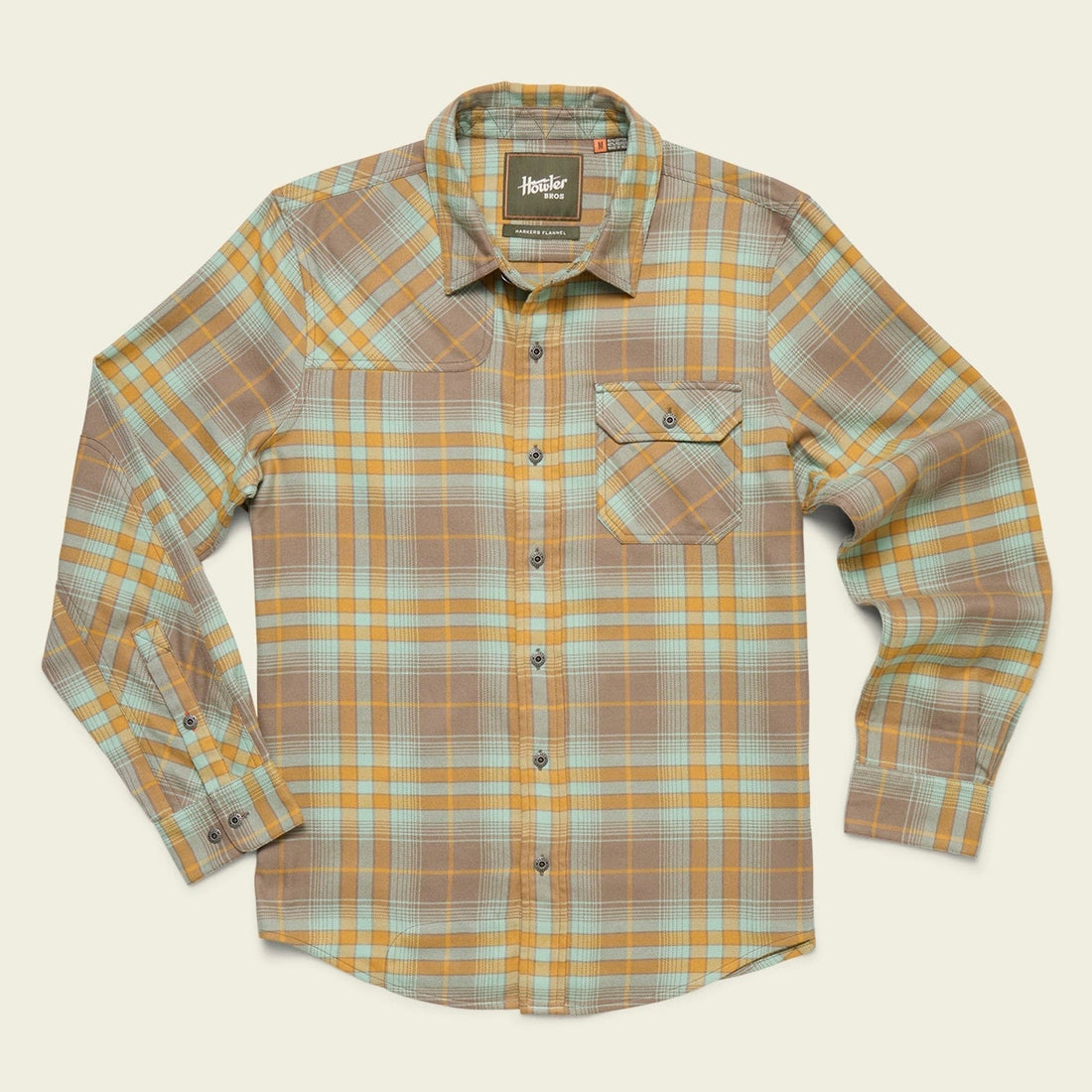 Roper's Clothing Heavyweight Western Flannel in Kempton Plaid: Taupe, front view