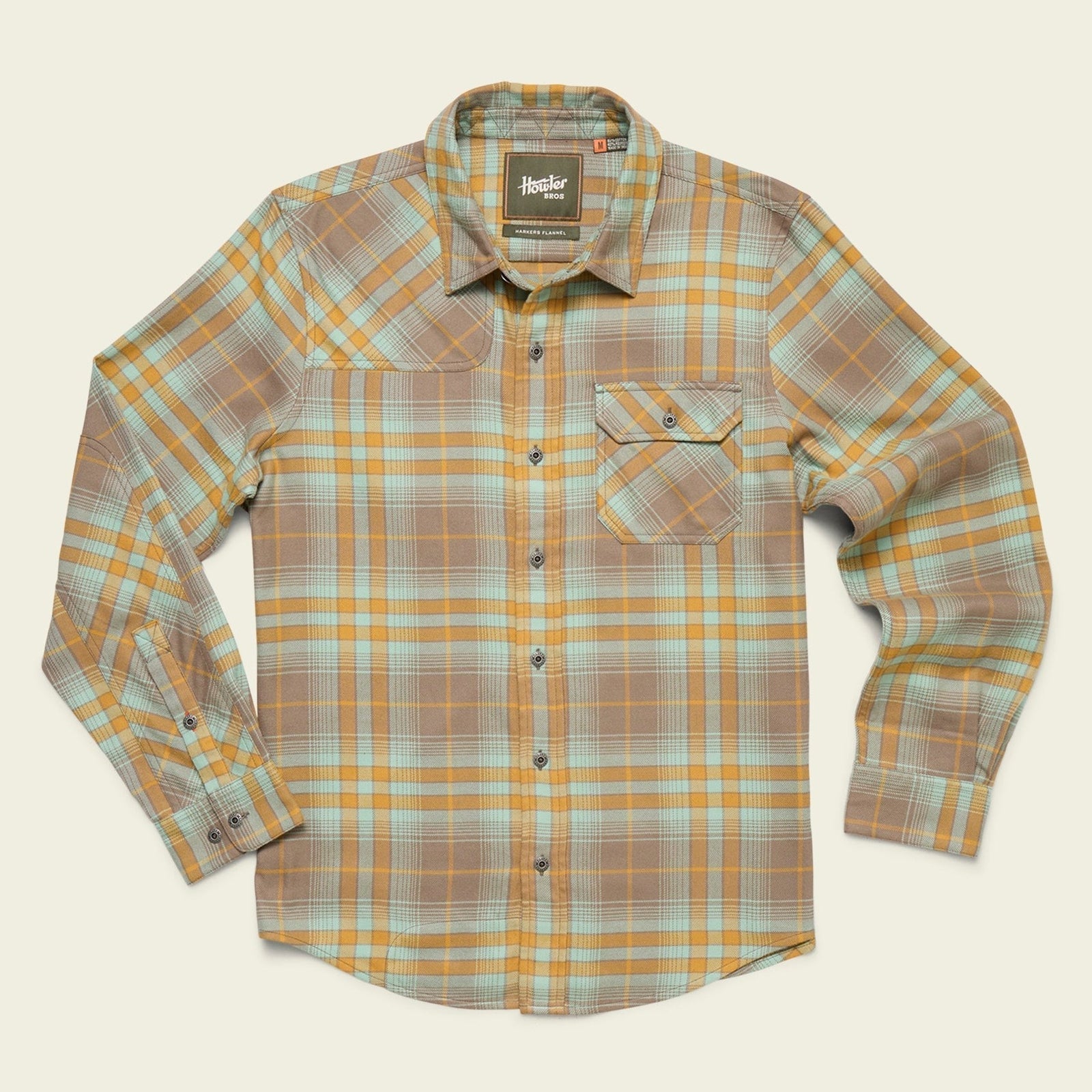Roper's Clothing Heavyweight Western Flannel in Kempton Plaid: Taupe, front view