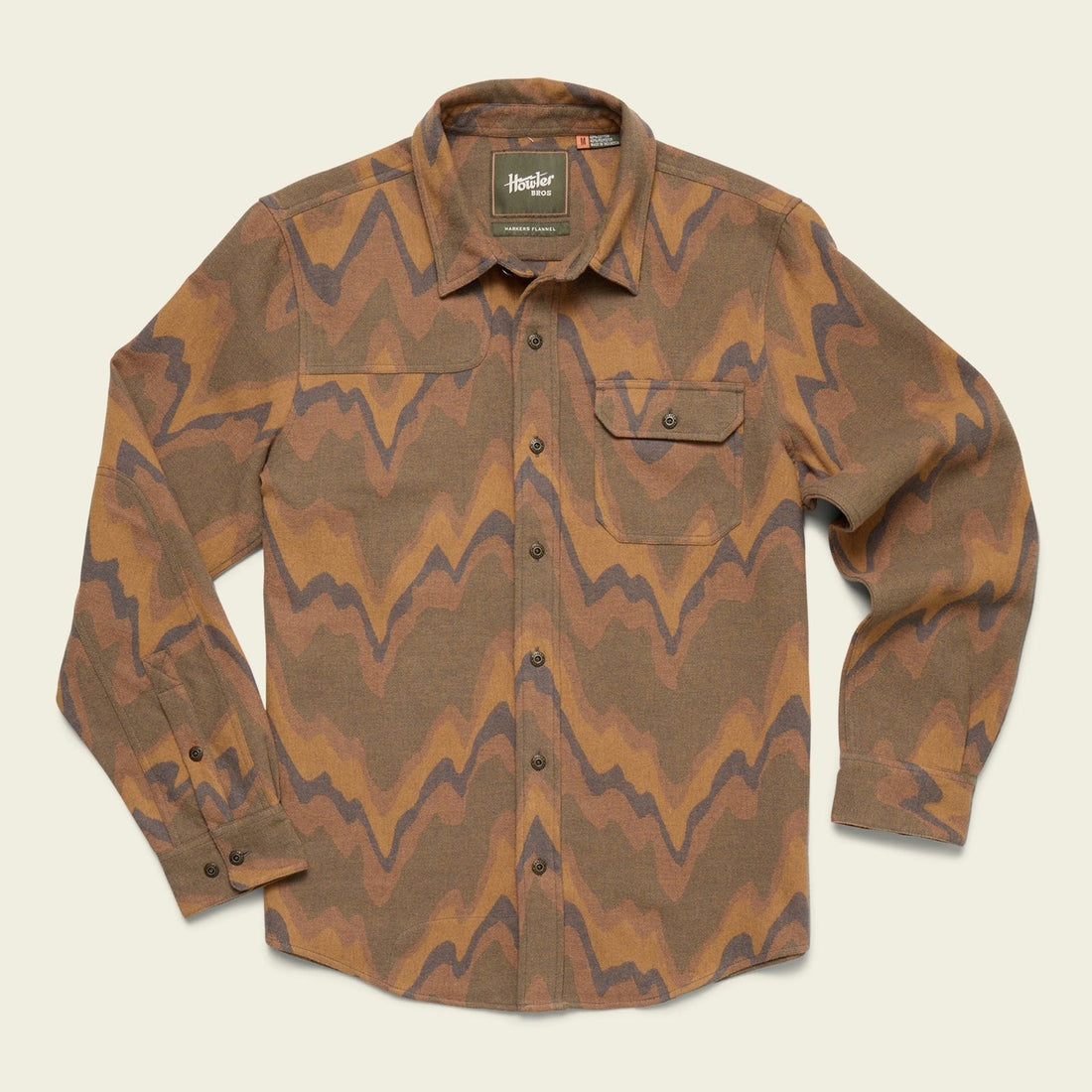 Roper's Clothing Heavyweight Western Flannel in Sediment Jacquard: Camel, front view