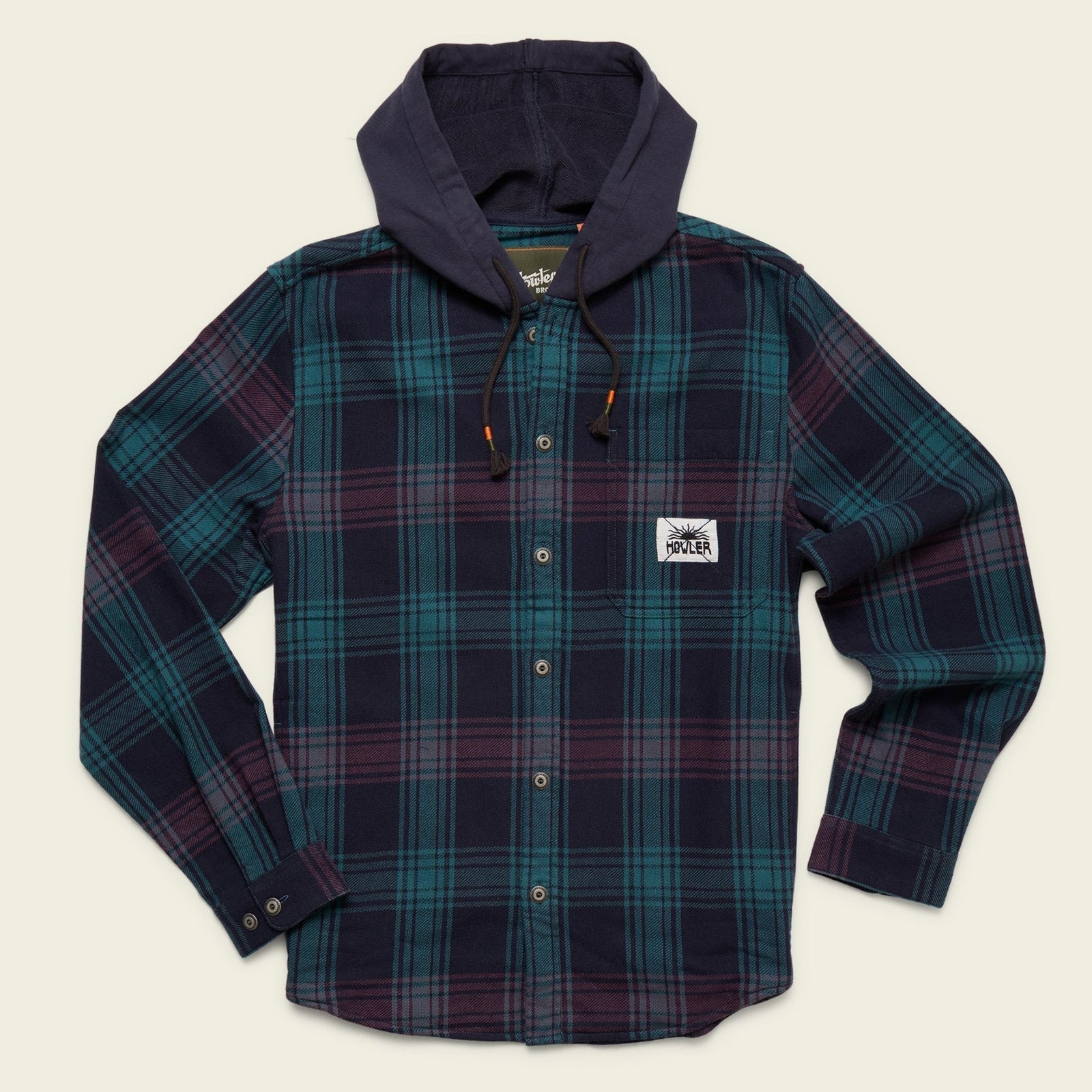 Roper's Clothing Hooded Blanket Flannel in Mesa Plaid: Midnight, front view