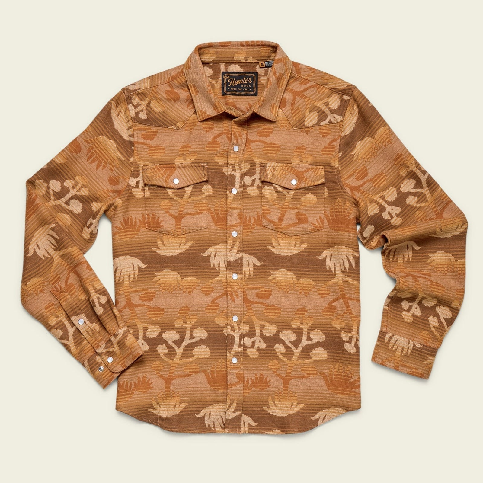 Roper's Clothing Jacquard Western Flannel in Maguey Mirage: Camel, front view