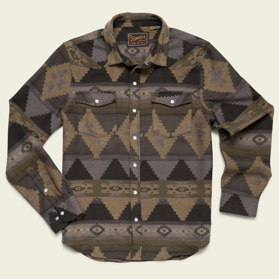 Roper's Clothing Jacquard Western Flannel in Mitla Motifs: Antique Black, front view
