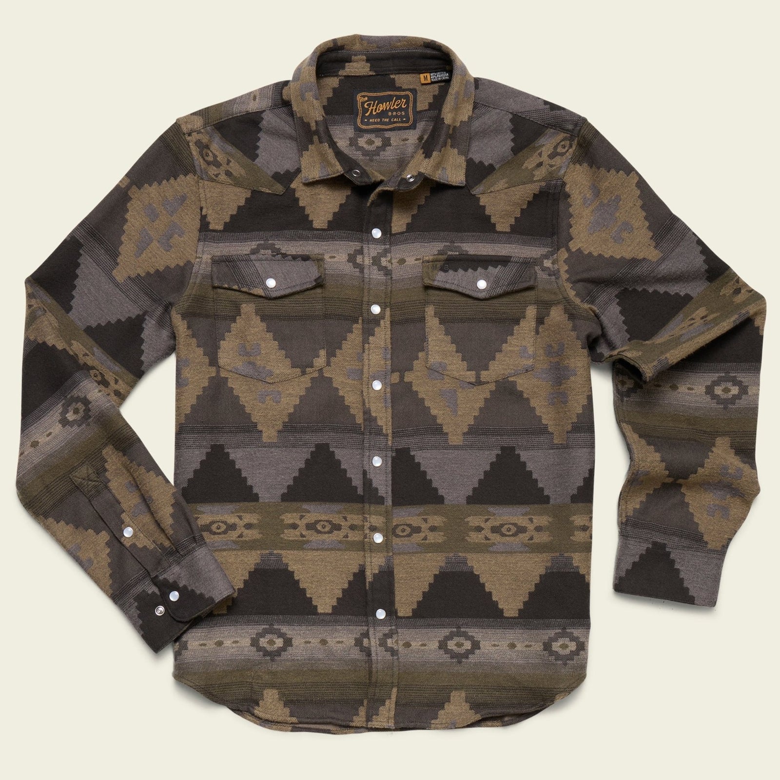 Roper's Clothing Jacquard Western Flannel in Mitla Motifs: Antique Black, front view