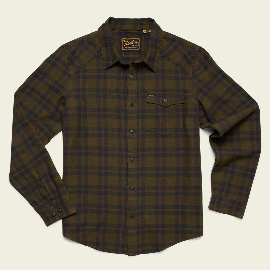 Roper's Clothing Lightweight Western Flannel in Cohen Plaid: Dark Olive, front view