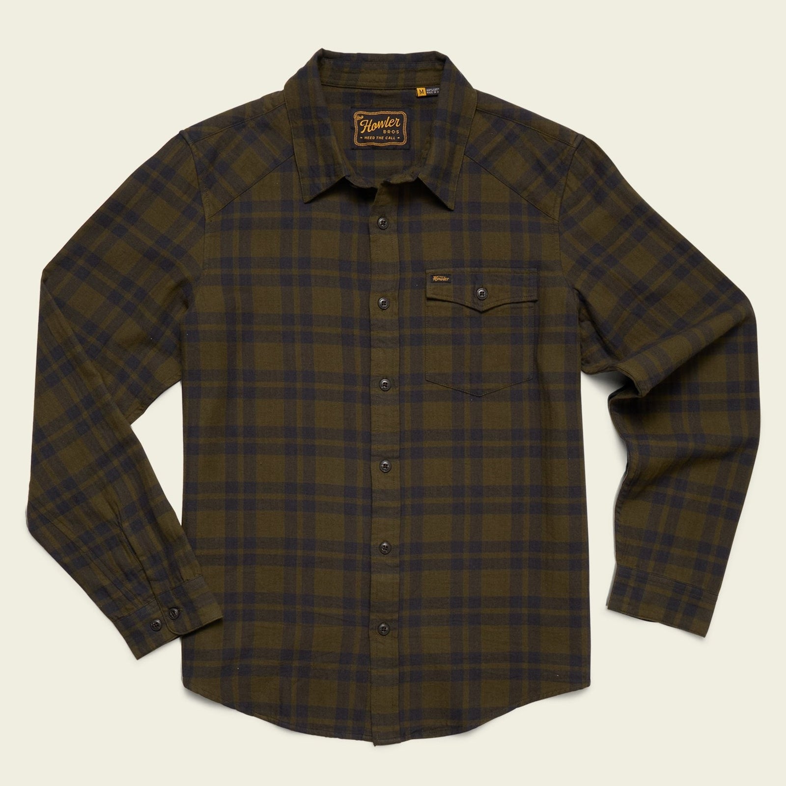 Roper's Clothing Lightweight Western Flannel in Cohen Plaid: Dark Olive, front view