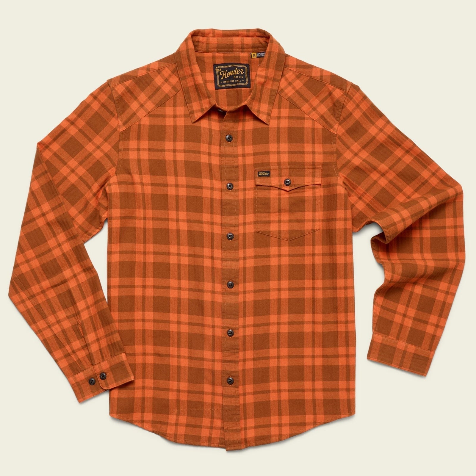 Roper's Clothing Lightweight Western Flannel in Cohen Plaid: Pumpkin, front view