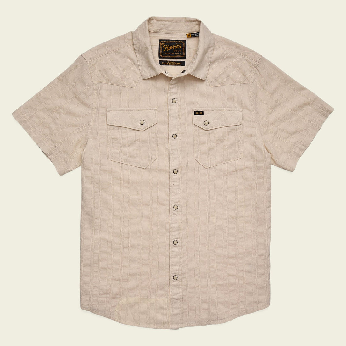 Roper's Clothing Pearl Snap Western Shirt in Eyelet Stripe: Off White, front view