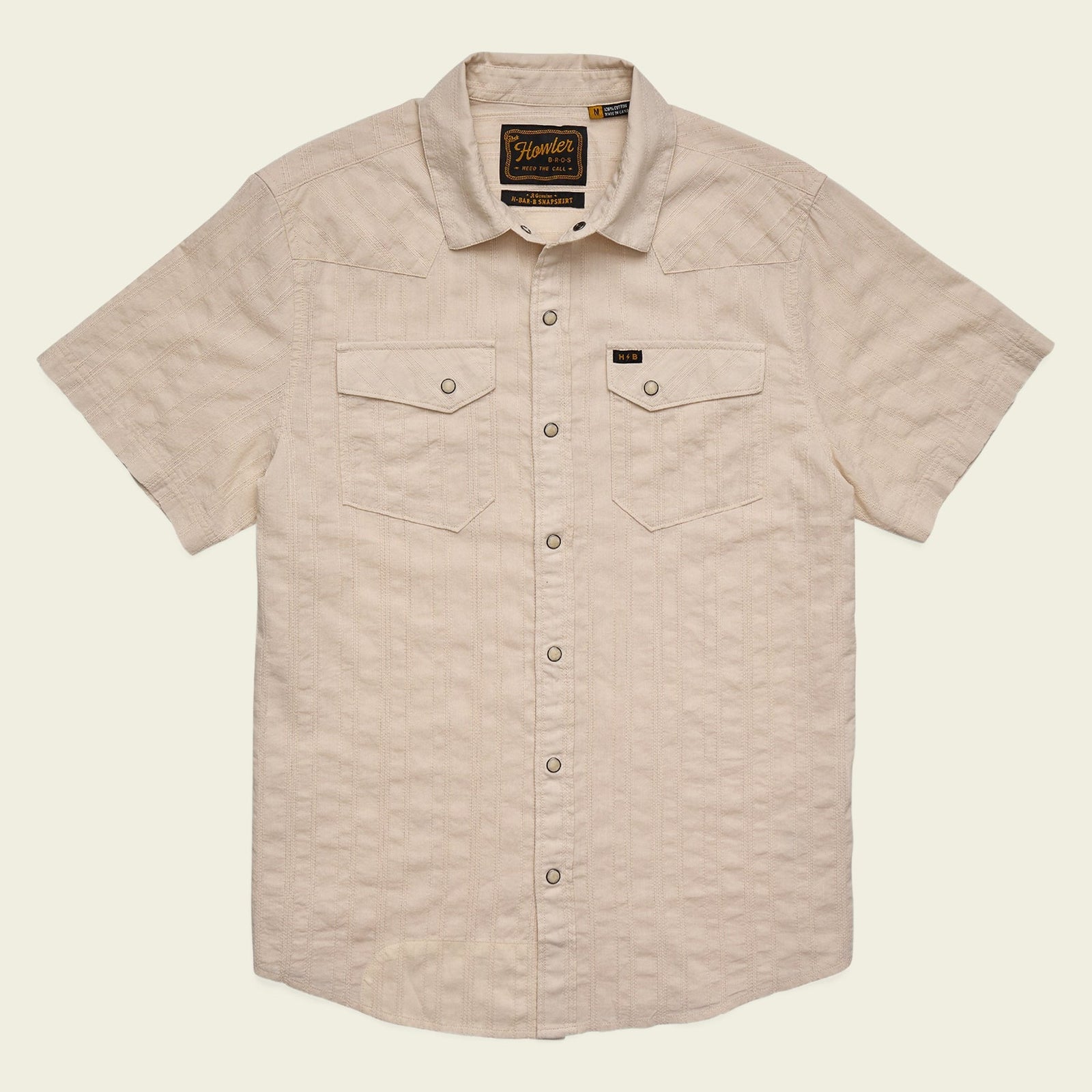 Roper's Clothing Pearl Snap Western Shirt in Eyelet Stripe: Off White, front view