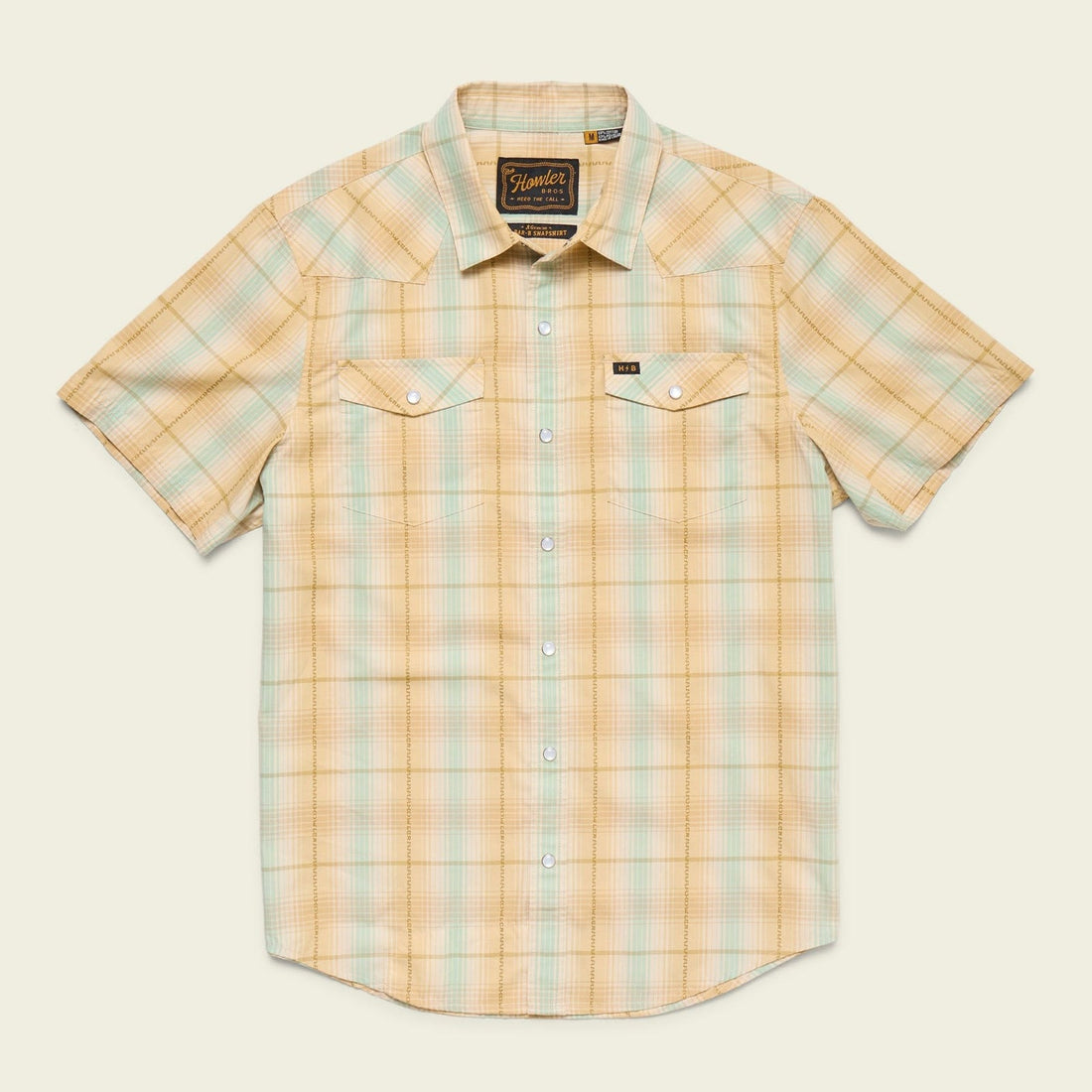 Roper's Clothing Pearl Snap Western Shirt in Prairie Plaid: Gold, front view