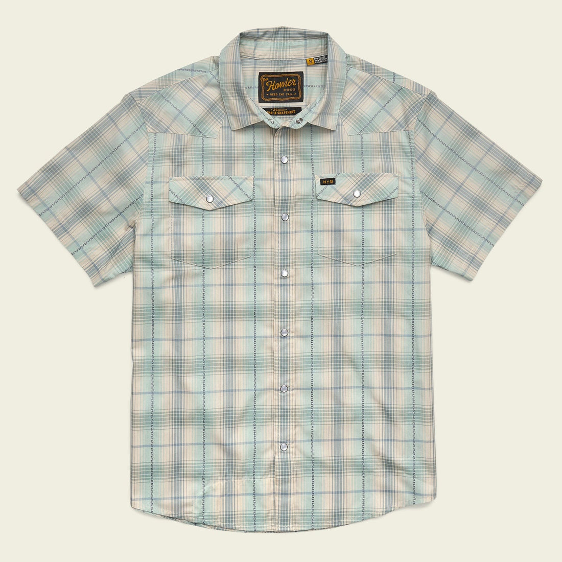 Roper's Clothing Pearl Snap Western Shirt in Prairie Plaid: Seafoam, front view