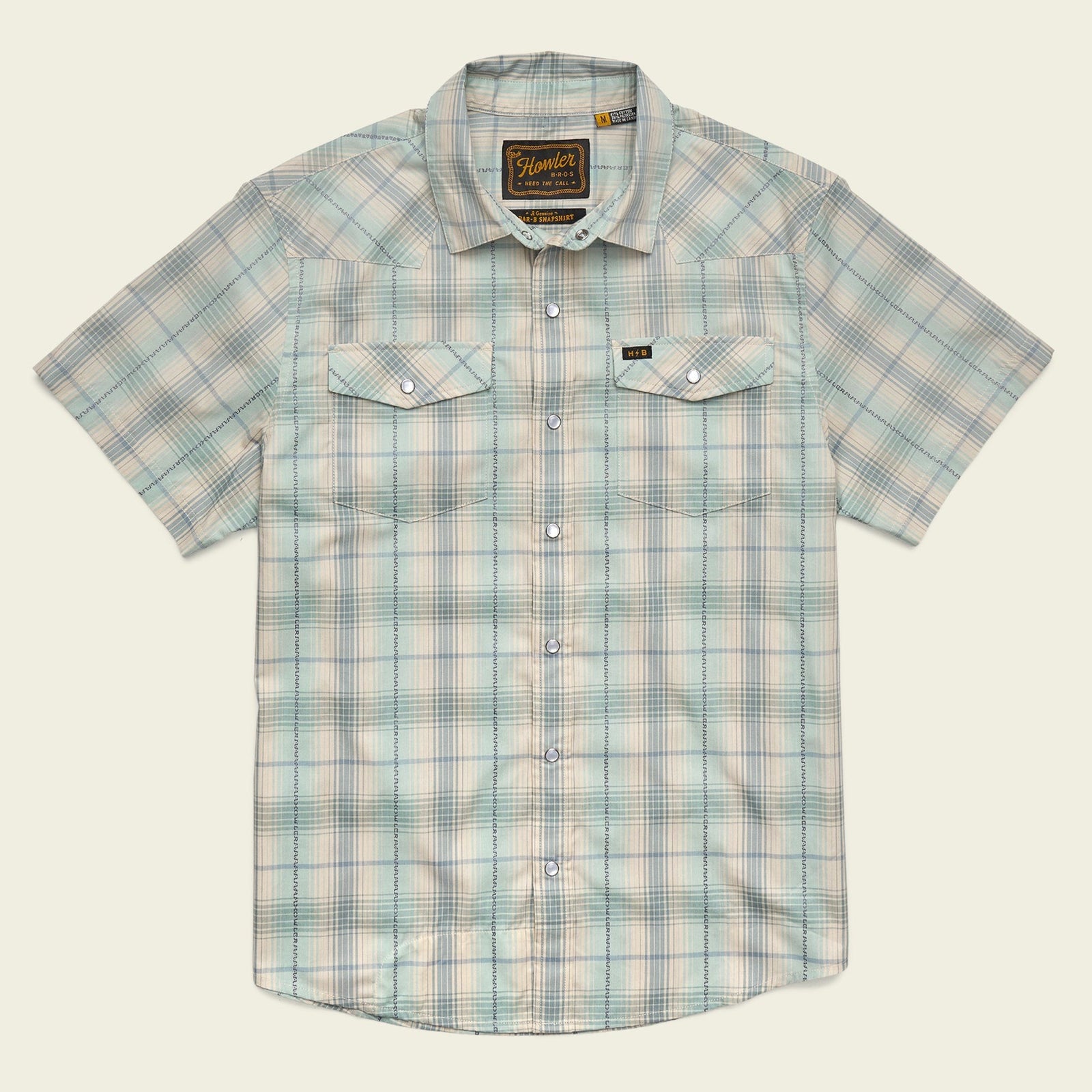 Roper's Clothing Pearl Snap Western Shirt in Prairie Plaid: Seafoam, front view