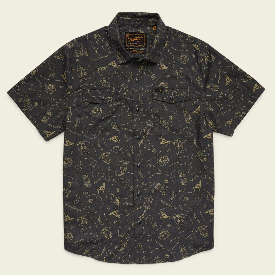 Roper's Clothing Pearl Snap Western Shirt in Sea Rodeo: Antique Black, front view