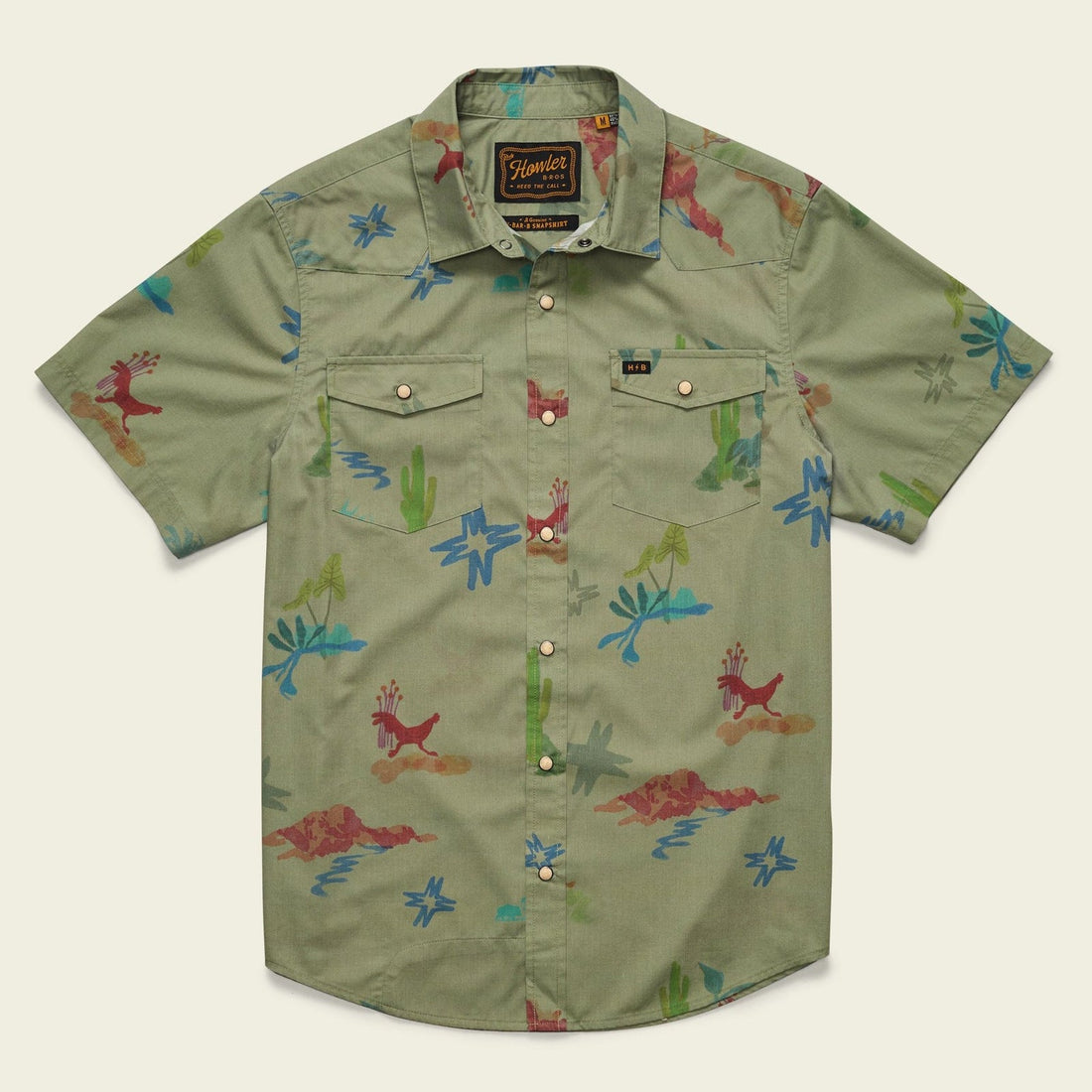 Roper's Clothing Pearl Snap Western Shirt in Vision Quest: Olive, front view
