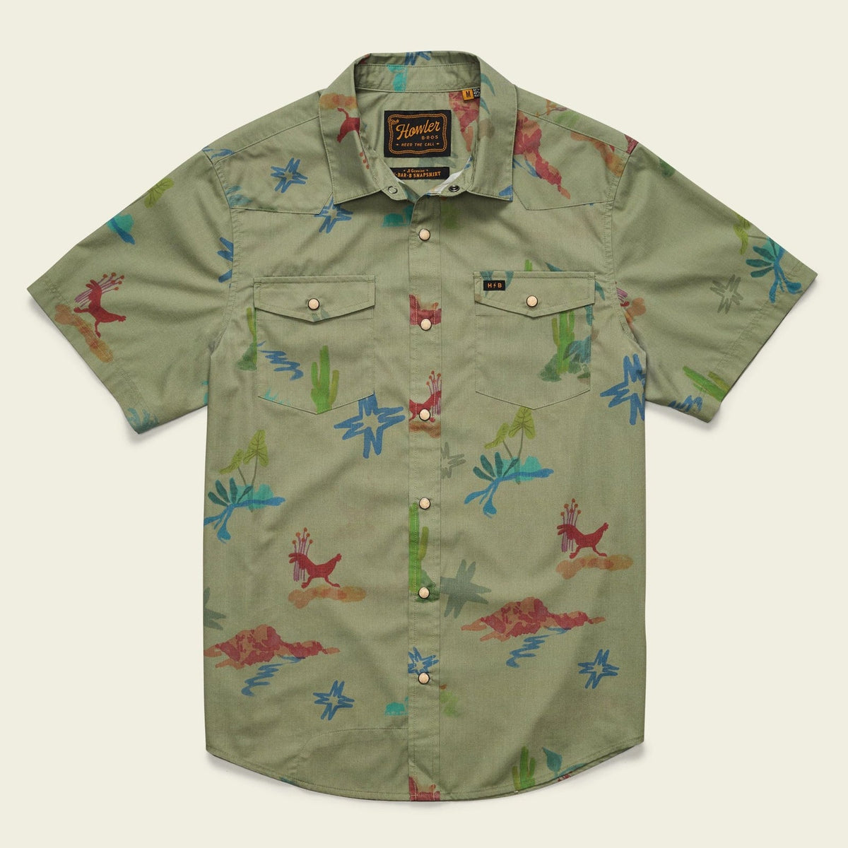 Roper's Clothing Pearl Snap Western Shirt in Vision Quest: Olive, front view