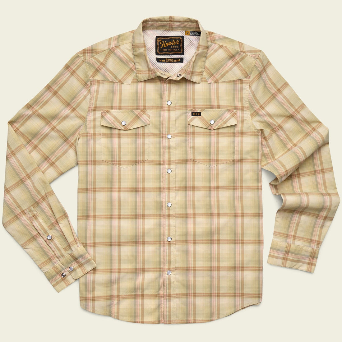 Roper's Clothing Performance Pearl Snap Longsleeve in Isley Plaid: Hemp, front view