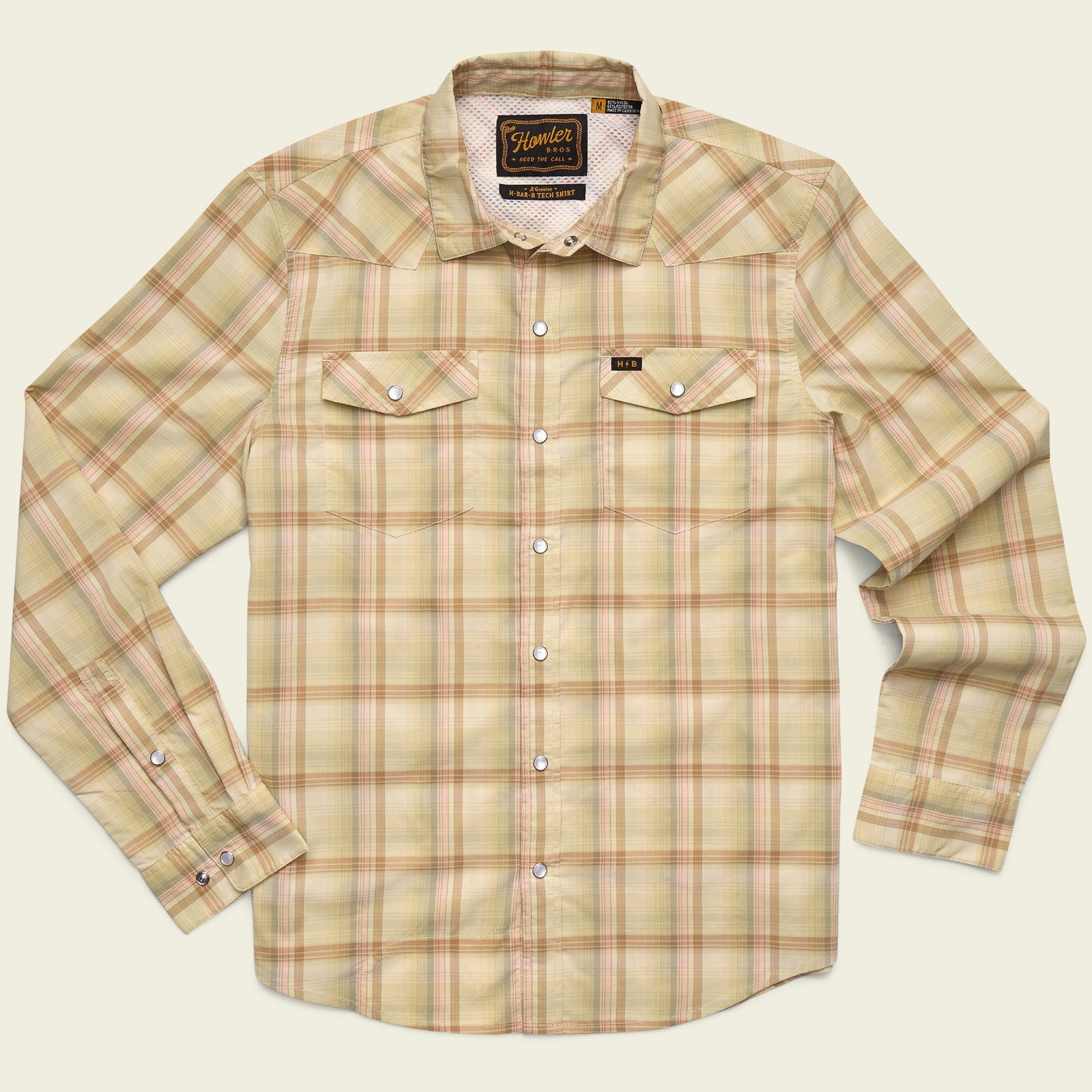 Roper's Clothing Performance Pearl Snap Longsleeve in Isley Plaid: Hemp, front view