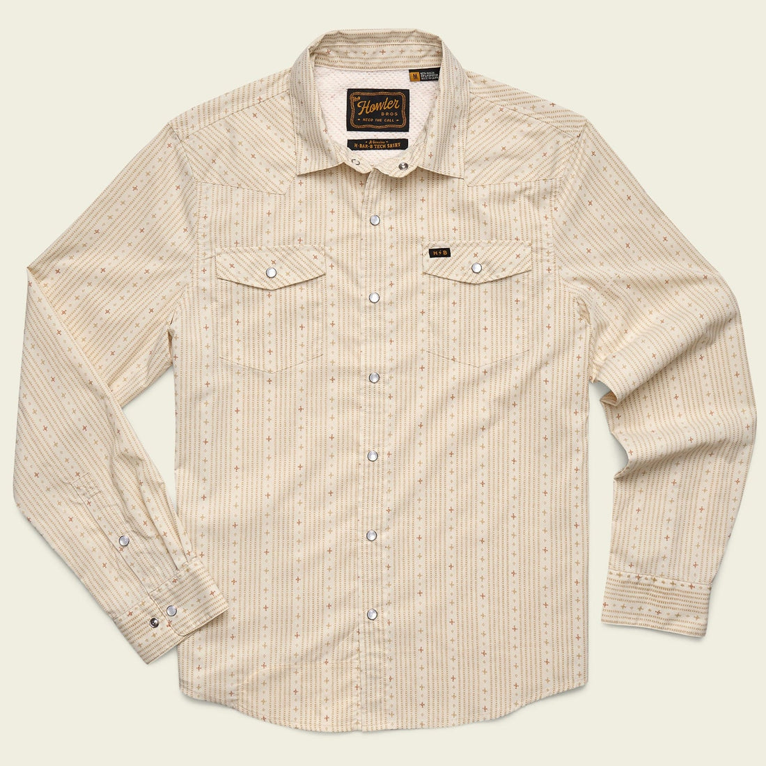 Roper's Clothing Performance Pearl Snap Longsleeve in Supernova Stripe: Leche, front view