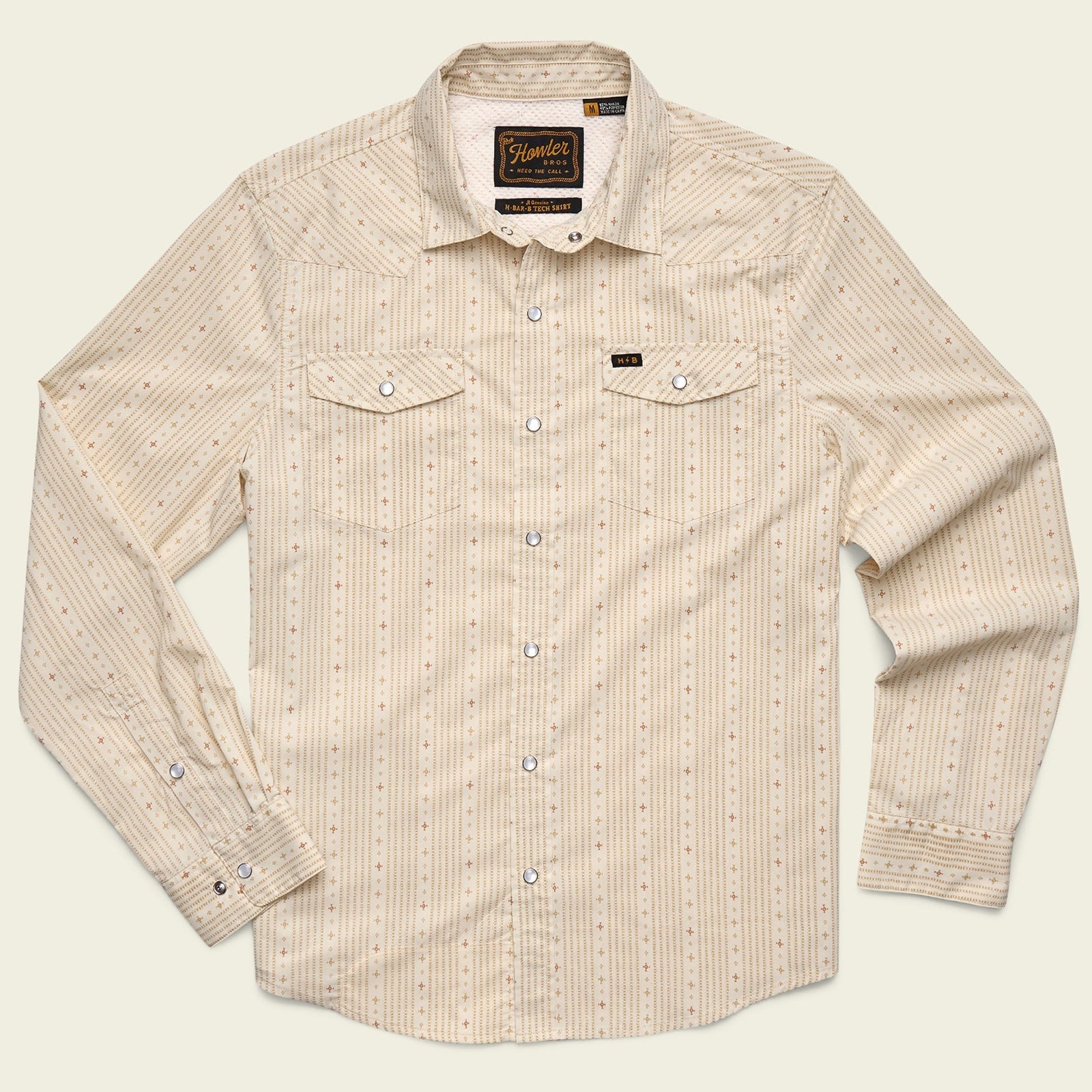 Roper's Clothing Performance Pearl Snap Longsleeve in Supernova Stripe: Leche, front view