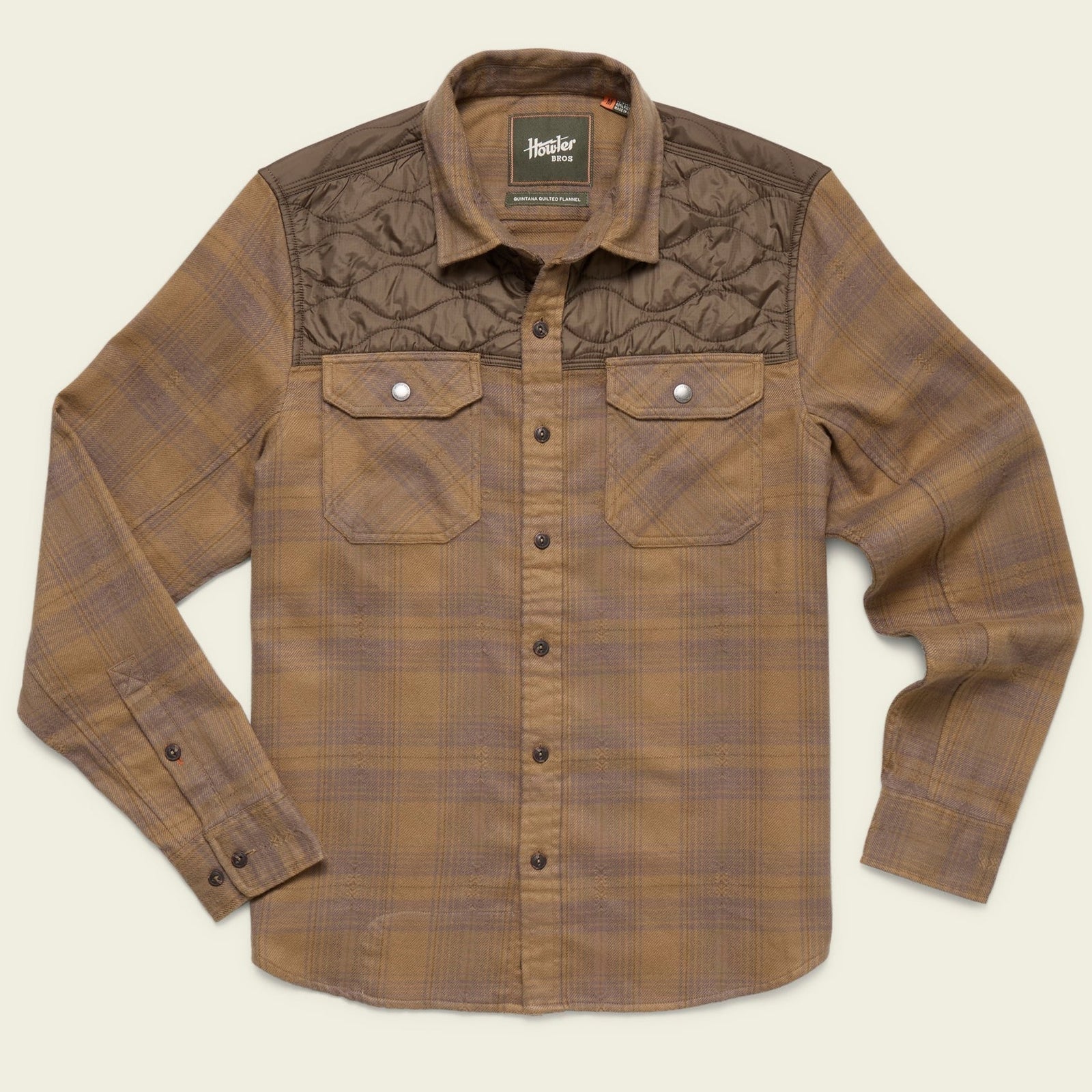 Roper's Clothing Quilted Flannel Shirt Jacket in Big Barrett Plaid: Swamp, front view