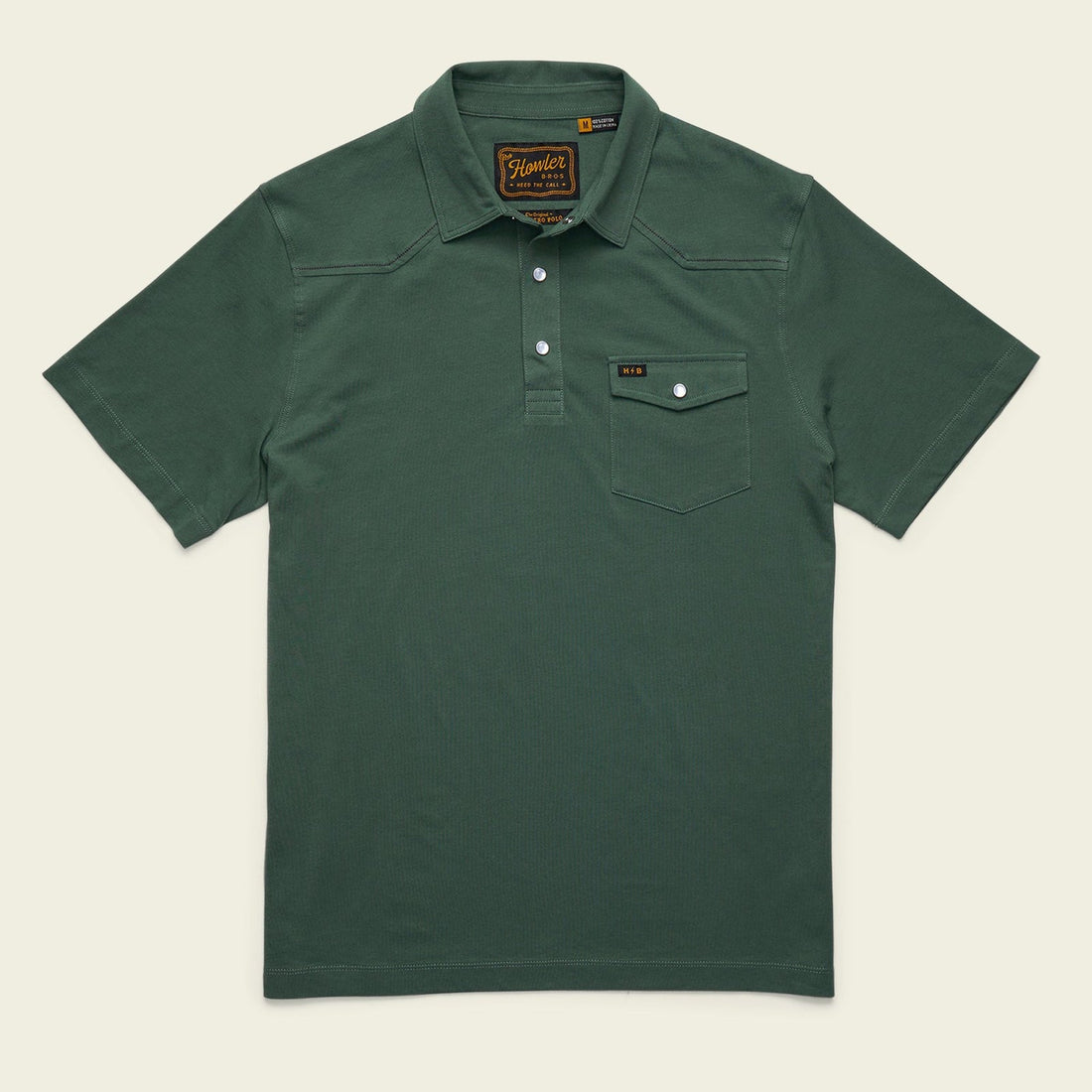 Roper's Clothing Western Yoke Polo in Fern Green, front view