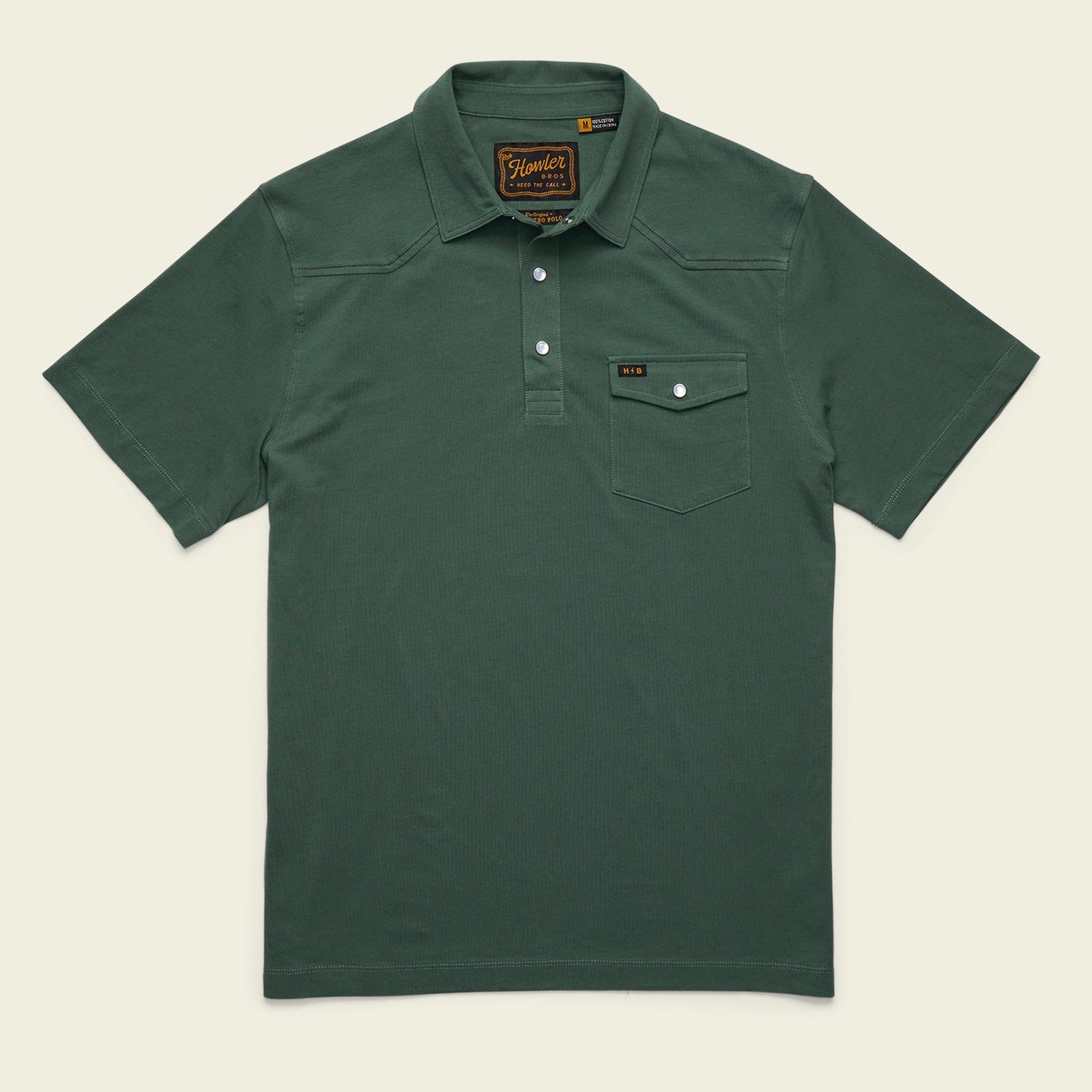 Roper's Clothing Western Yoke Polo in Fern Green, front view