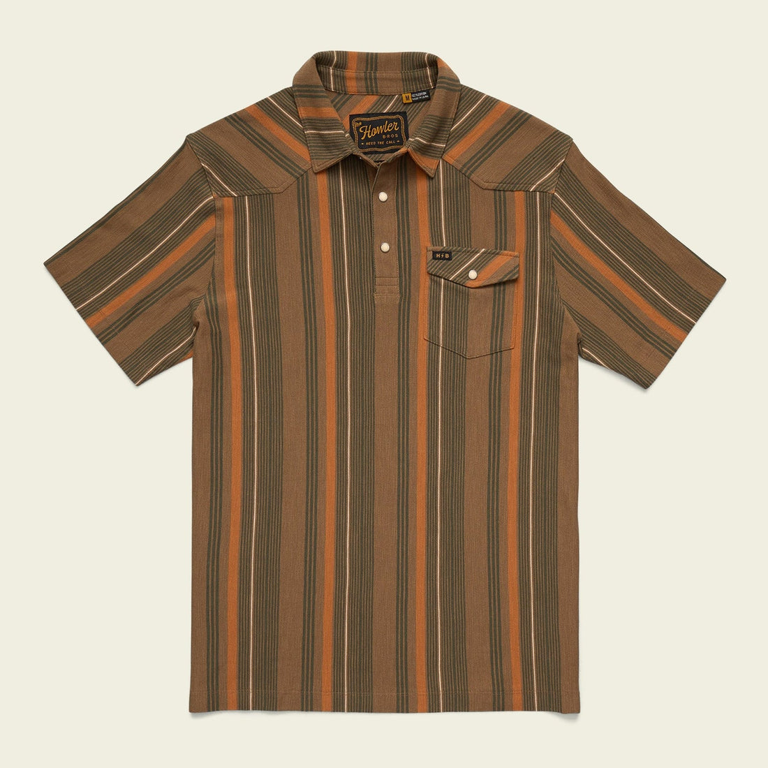Roper's Clothing Western Yoke Polo in Old Bill Stripe: Otter, front view