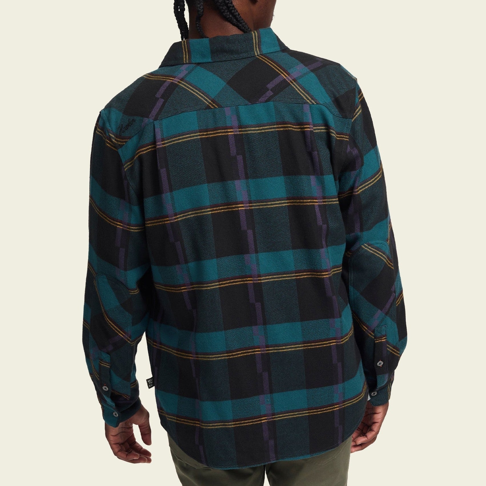 Roper's Clothing plaid flannel shirt in Backdrop Plaid: Phantom Blue, fabric close-up