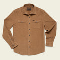 Roper's Clothing solid corduroy snap shirt in Duck Brown, front view