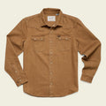 Roper's Clothing solid denim snap shirt in Owens Oaker Wash, front view