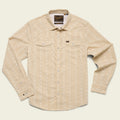 Roper's Clothing stripe performance snap shirt in Mosquero Stripe: Brown Rice, front view