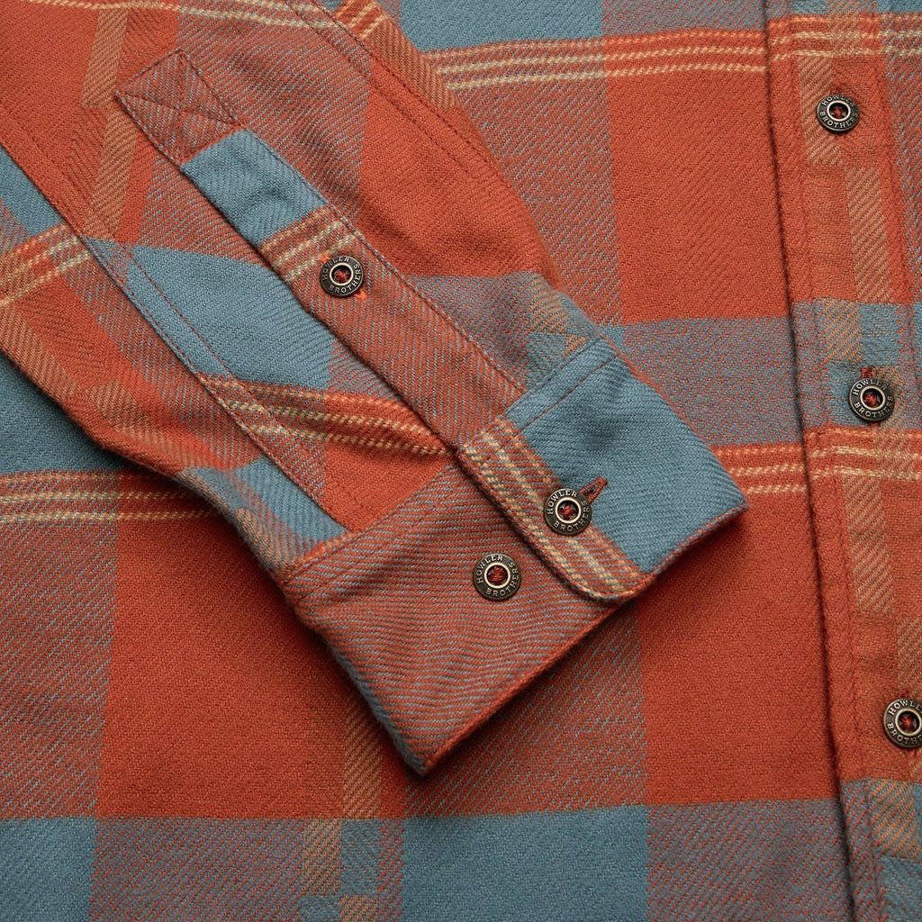 Roper's Clothing plaid flannel shirt in Backdrop Plaid: Terracotta, worn on model