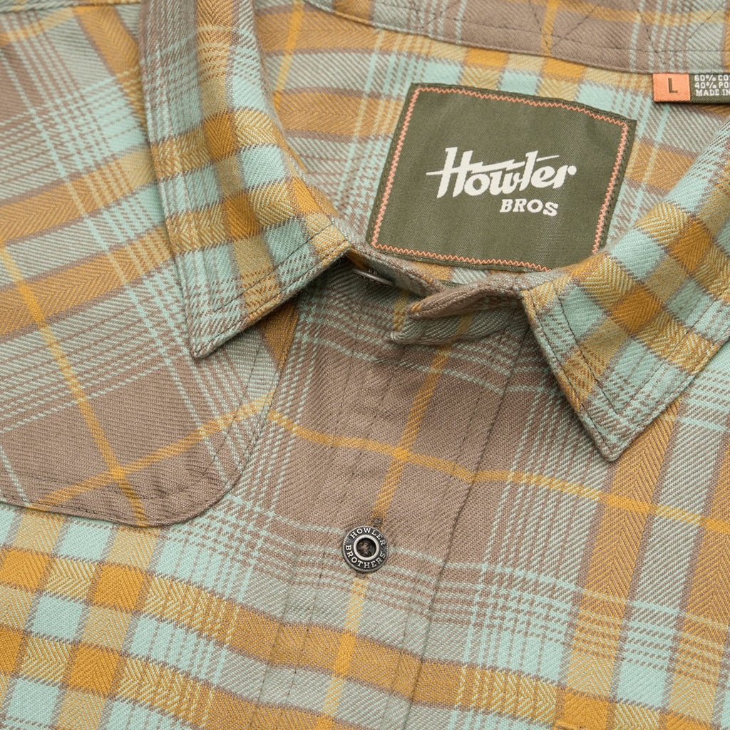 Roper's Clothing plaid flannel shirt in Kempton Plaid: Taupe, worn on model