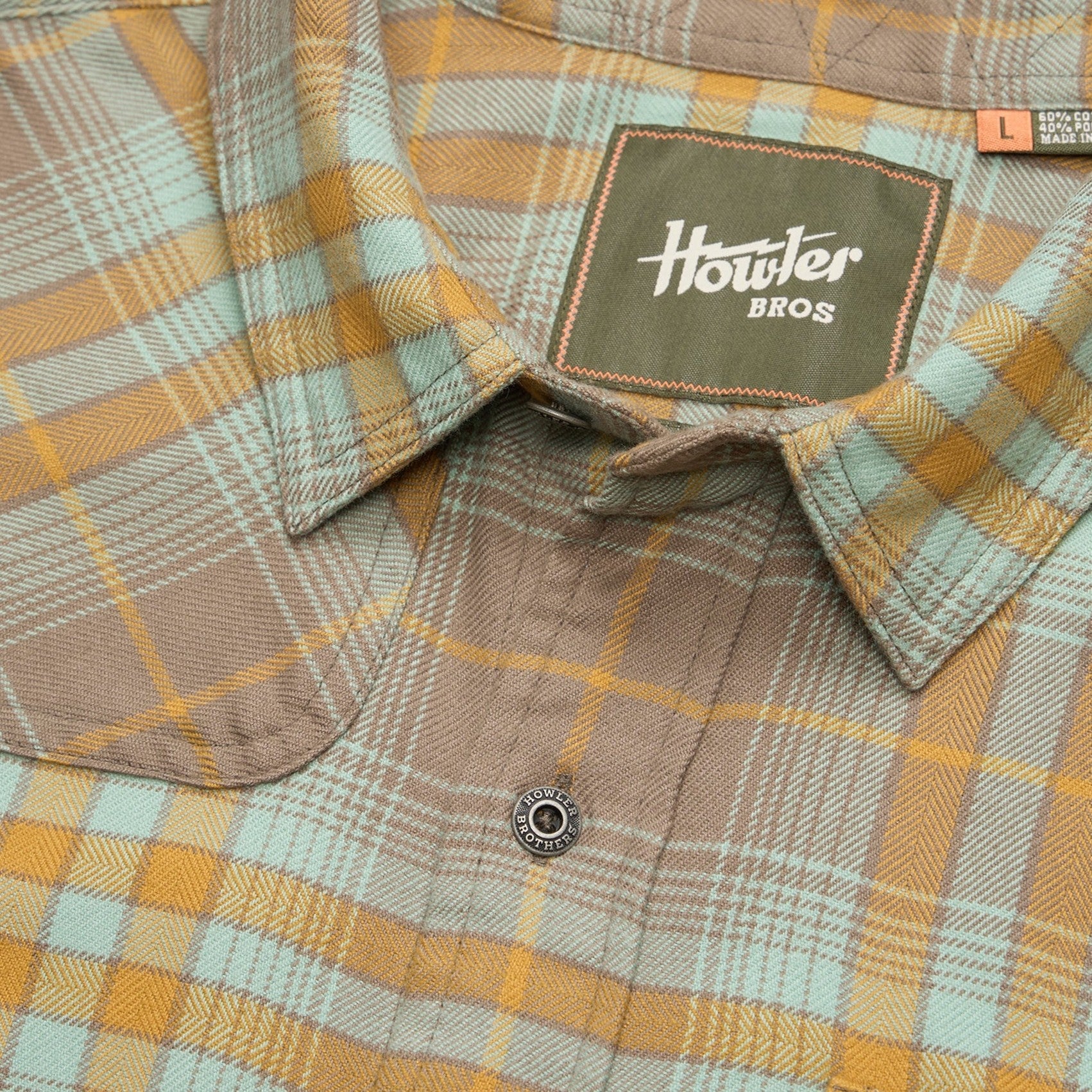 Roper's Clothing plaid flannel shirt in Kempton Plaid: Taupe, worn on model