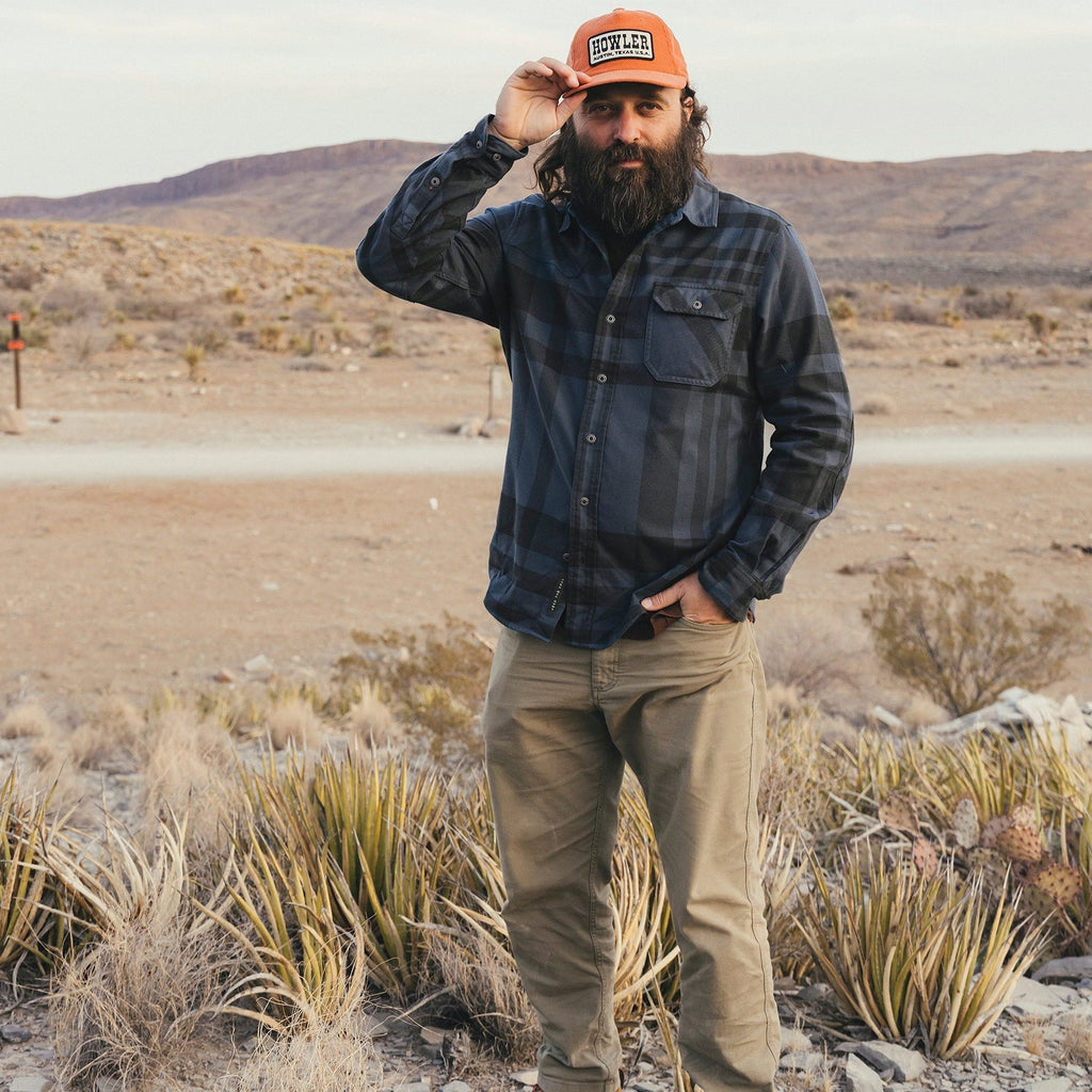 Roper's Clothing plaid flannel shirt in Mega Plaid: Petrol, back view