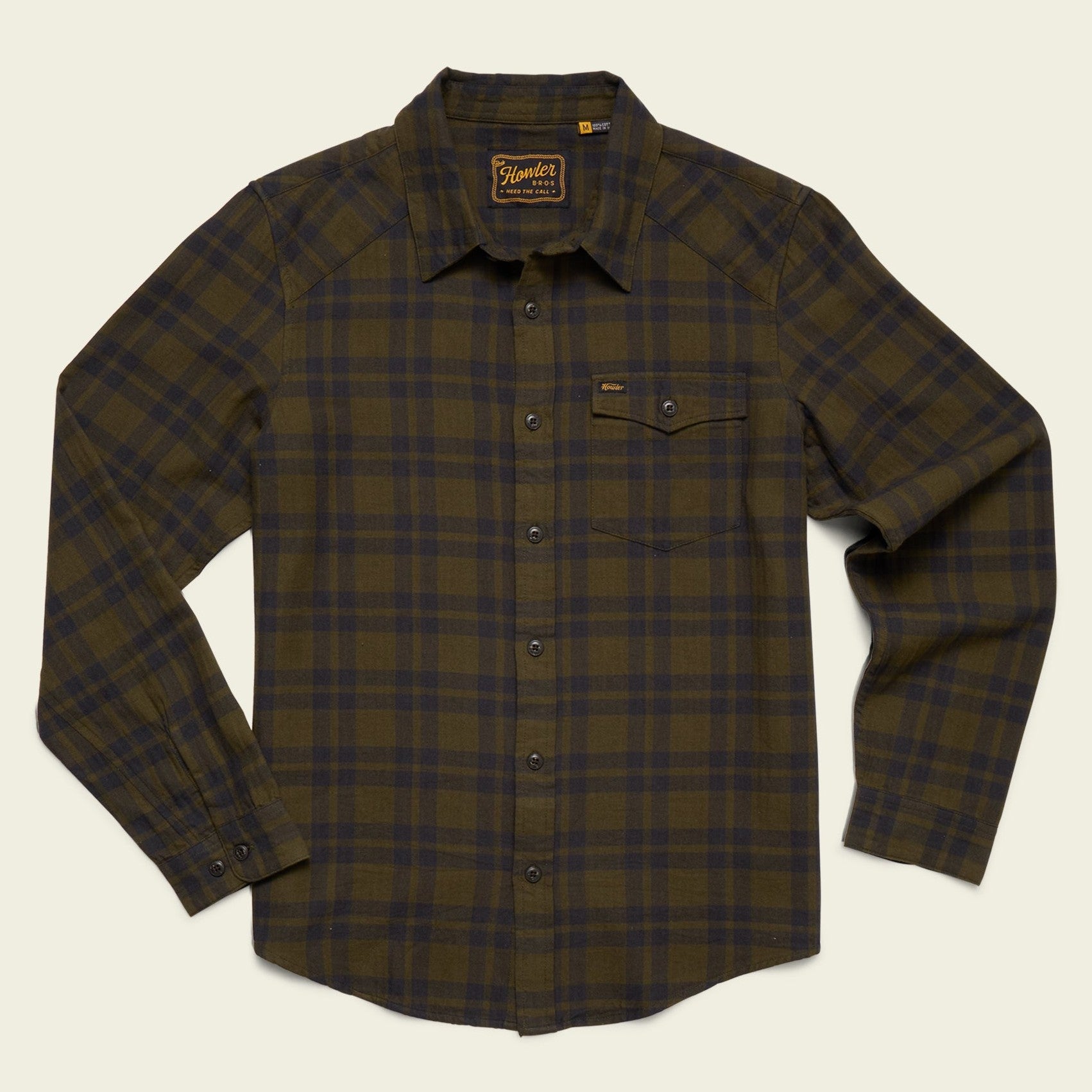 Roper's Clothing plaid flannel shirt in Cohen Plaid: Dark Olive, front view