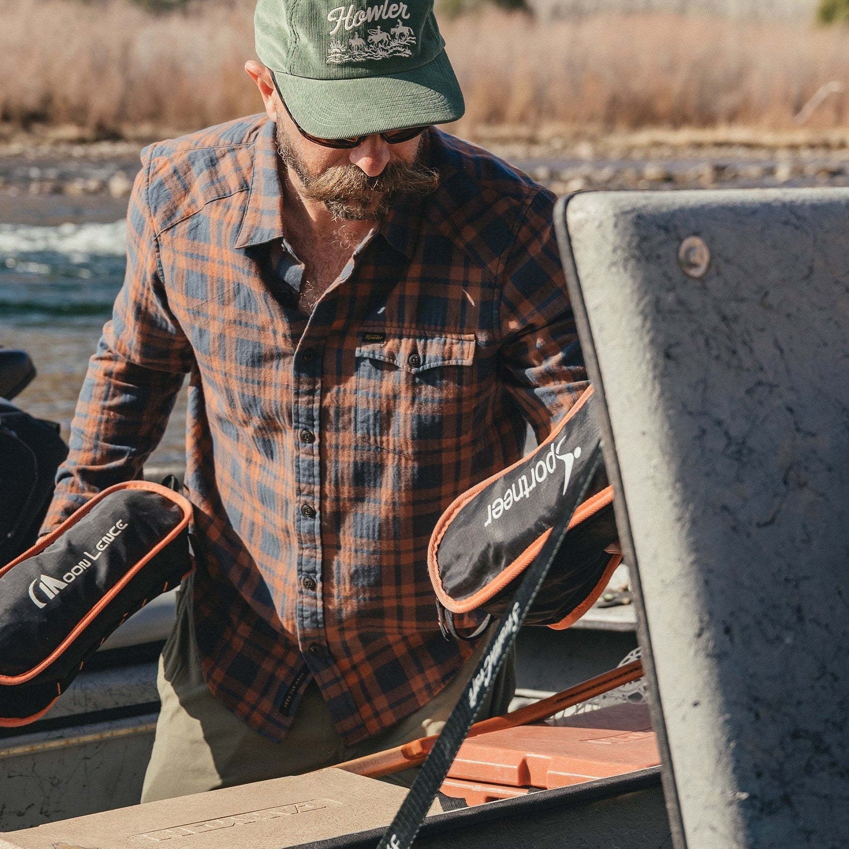 Roper's Clothing plaid flannel shirt in Cohen Plaid: Stargazer, back view