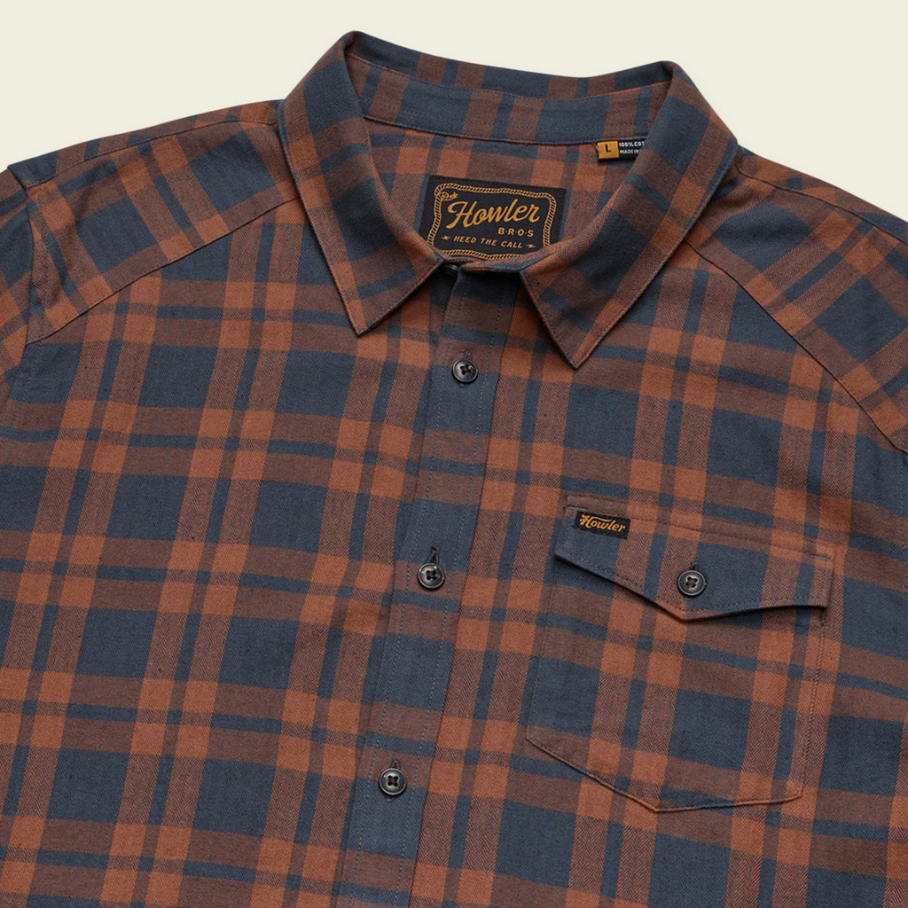 Roper's Clothing plaid flannel shirt in Cohen Plaid: Stargazer, placket and yoke detail