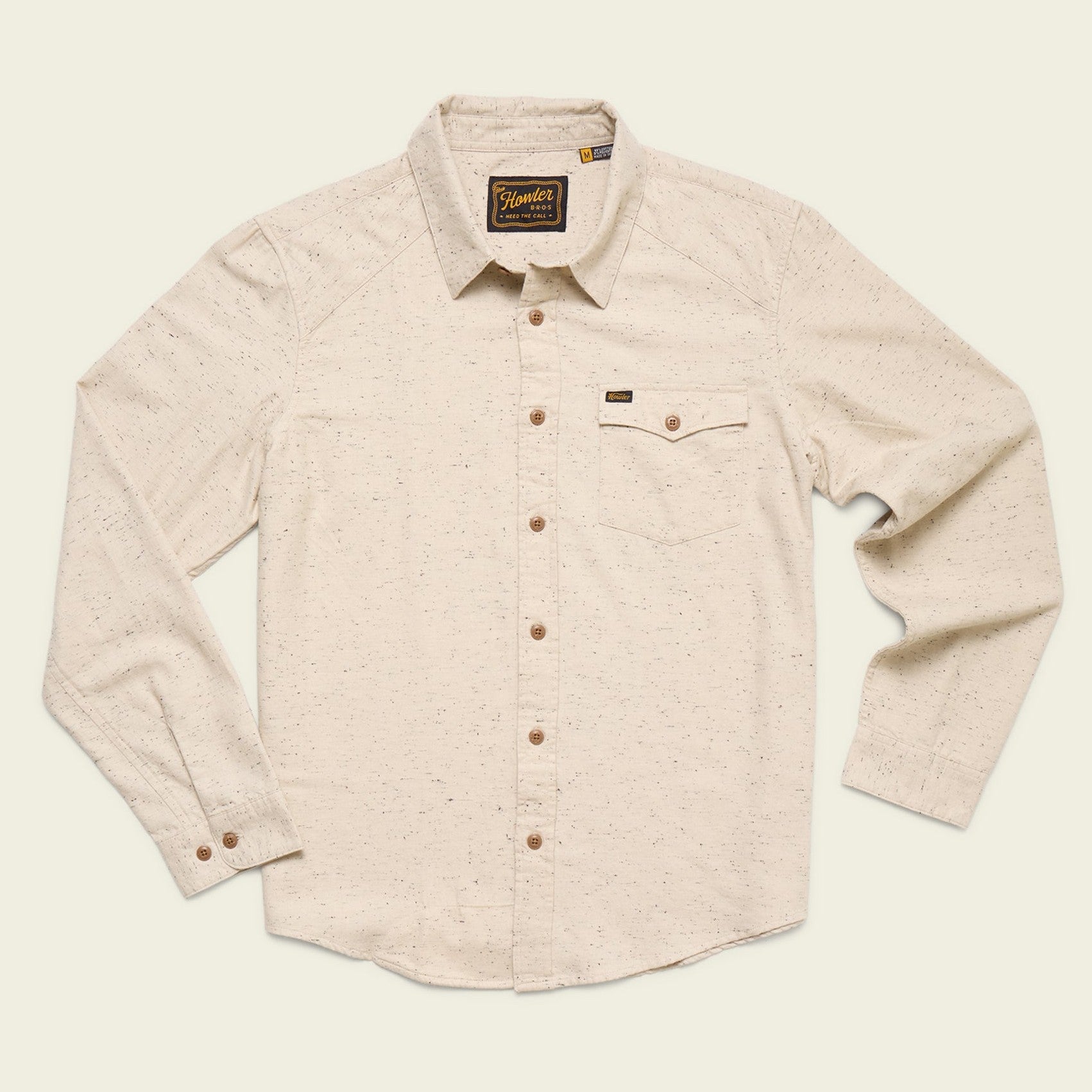 Roper's Clothing print flannel shirt in Speckled Sand, front view