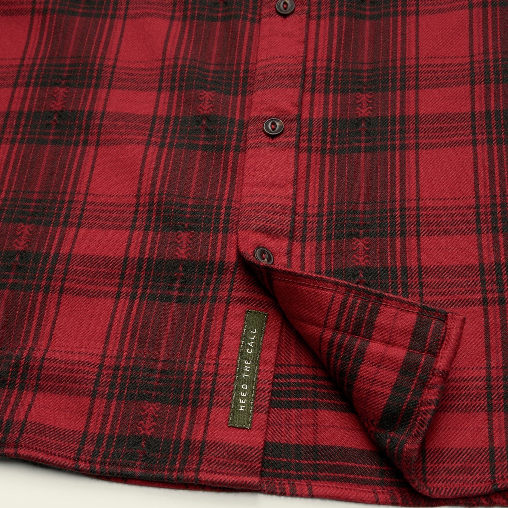Roper's Clothing plaid flannel shirt jacket in Big Barrett Plaid: Brick Red, collar detail
