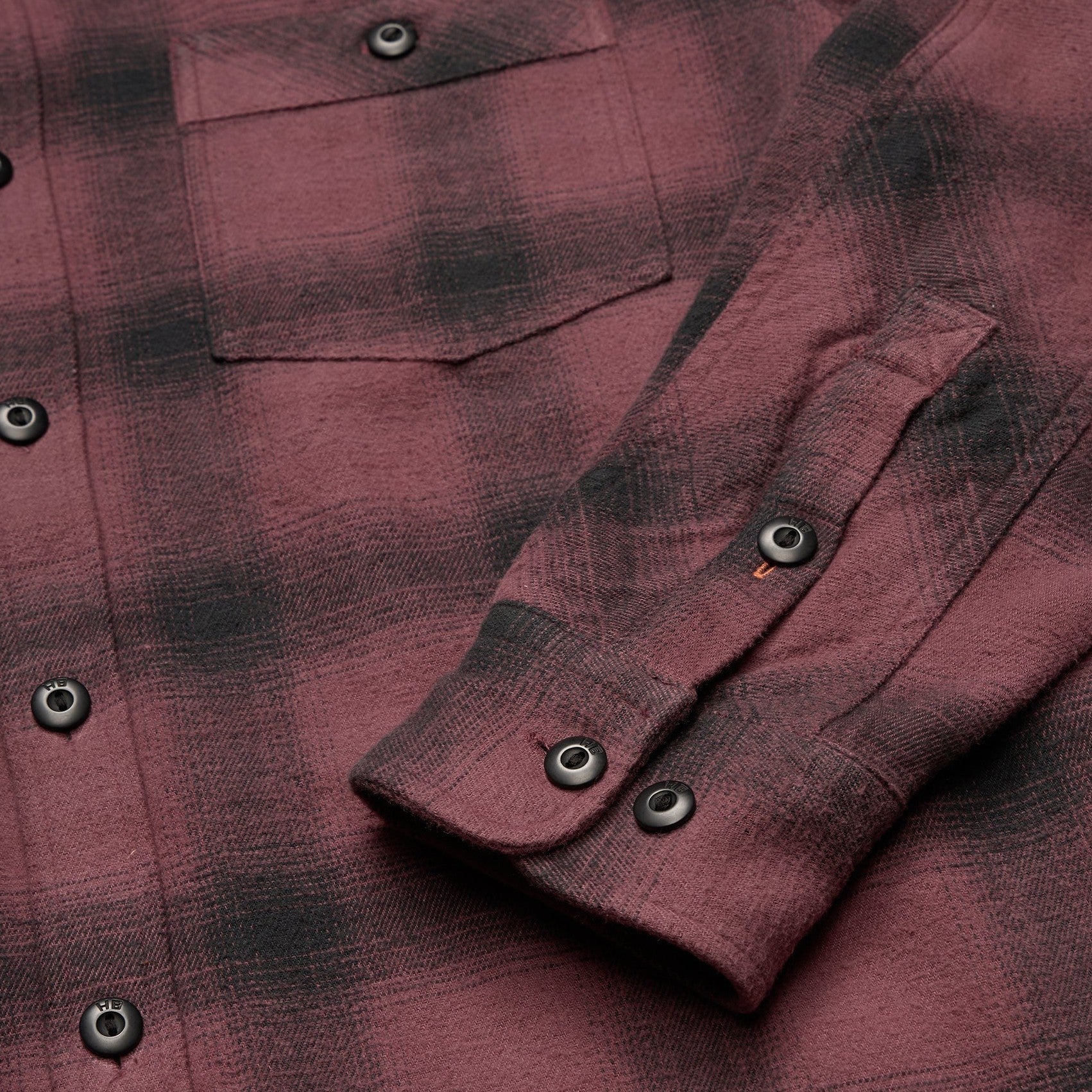 Roper's Clothing plaid flannel shirt in Emmett Plaid: Plum Wine, worn on model
