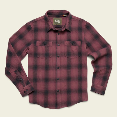 Roper's Clothing plaid flannel shirt in Emmett Plaid: Plum Wine, front view