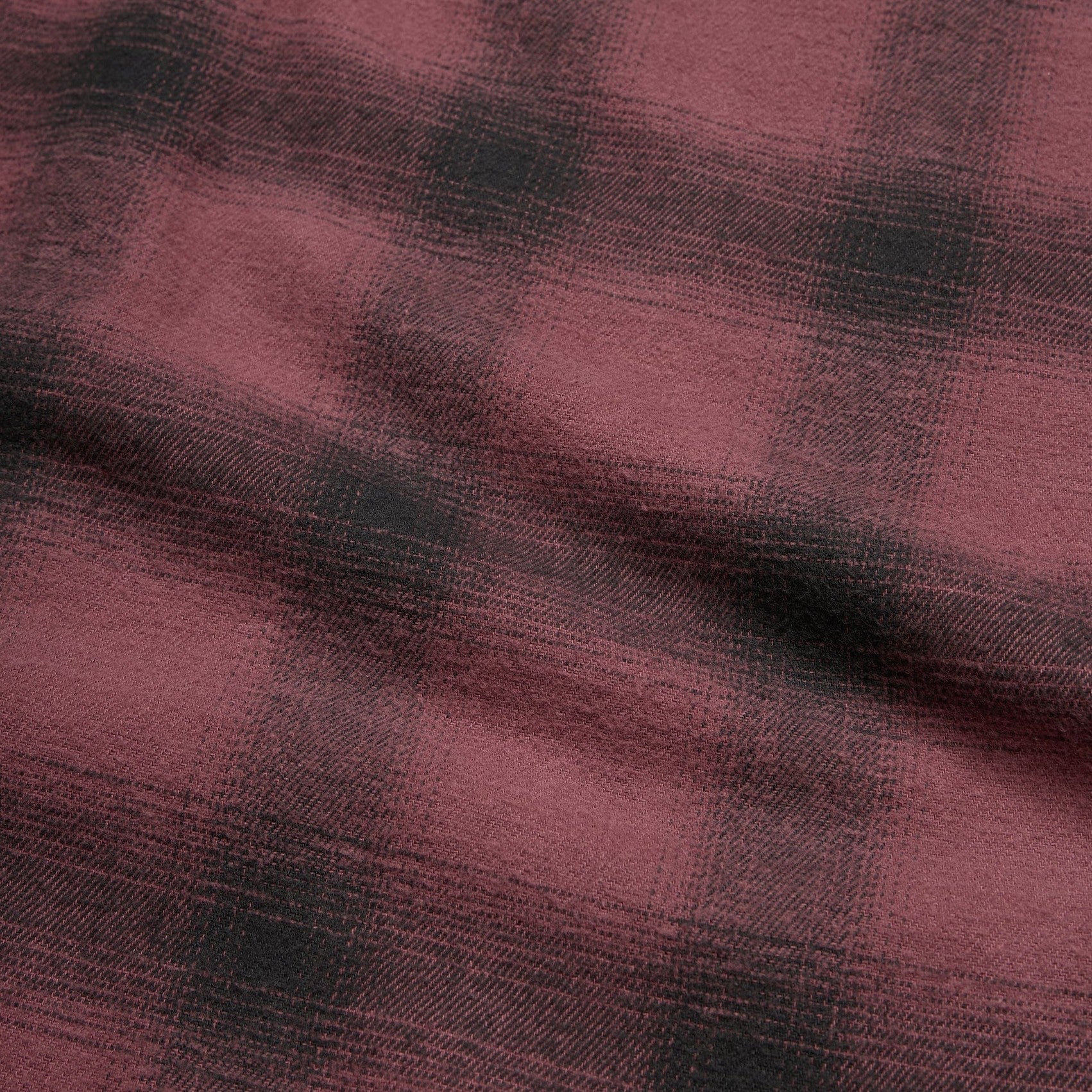 Roper's Clothing plaid flannel shirt in Emmett Plaid: Plum Wine, collar detail