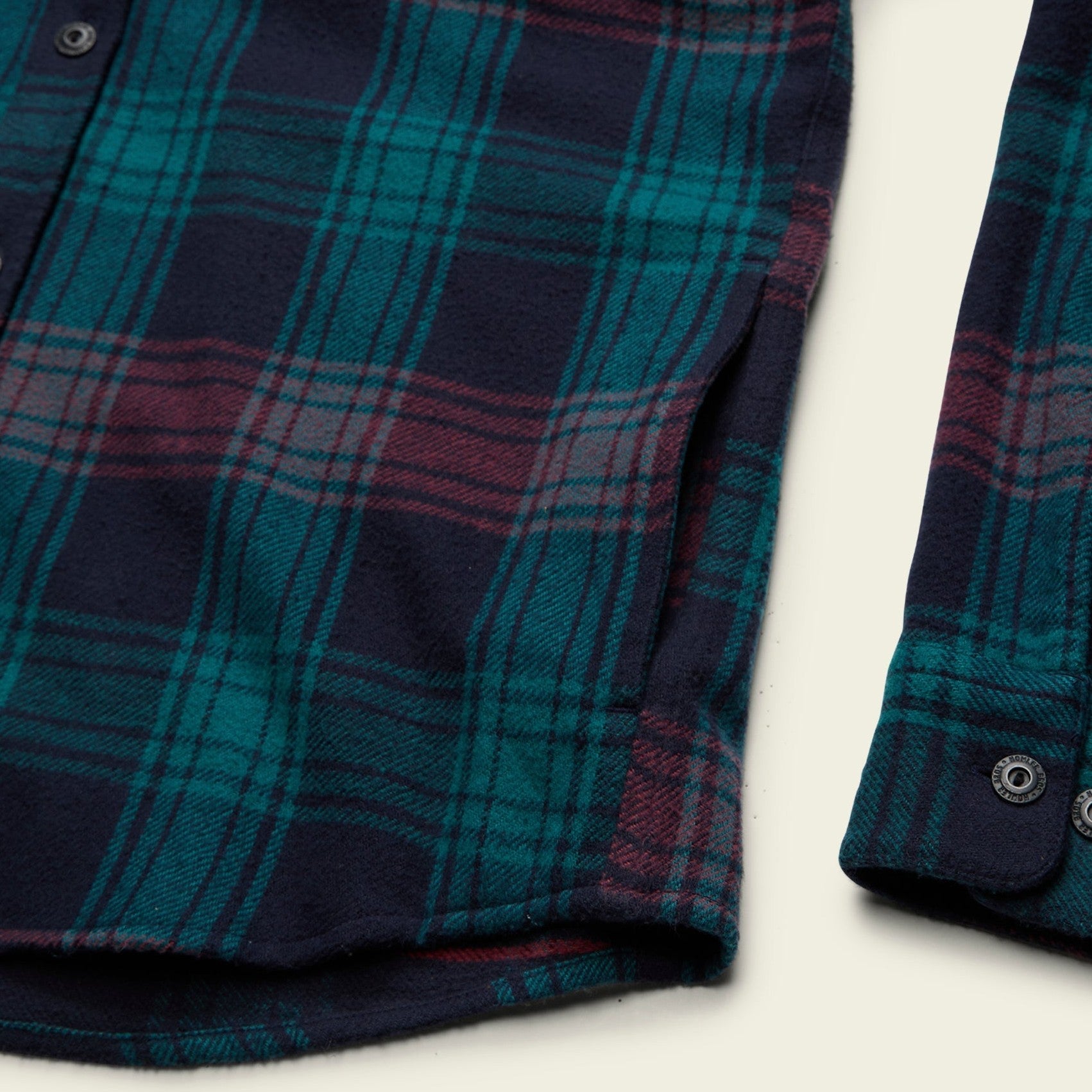 Roper's Clothing plaid hooded flannel in Mesa Plaid: Midnight, worn on model