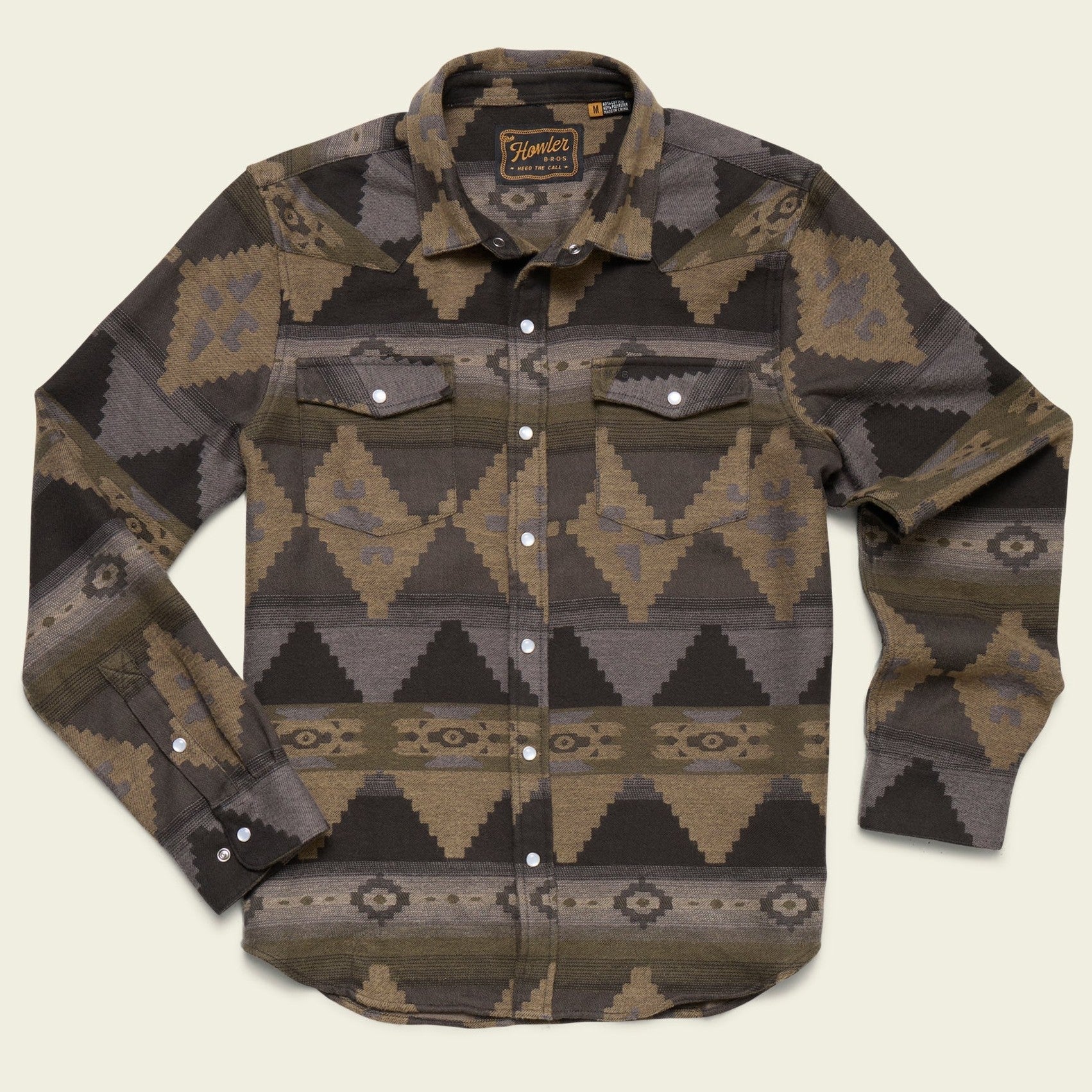 Roper's Clothing print flannel shirt in Mitla Motifs: Dusk, front view